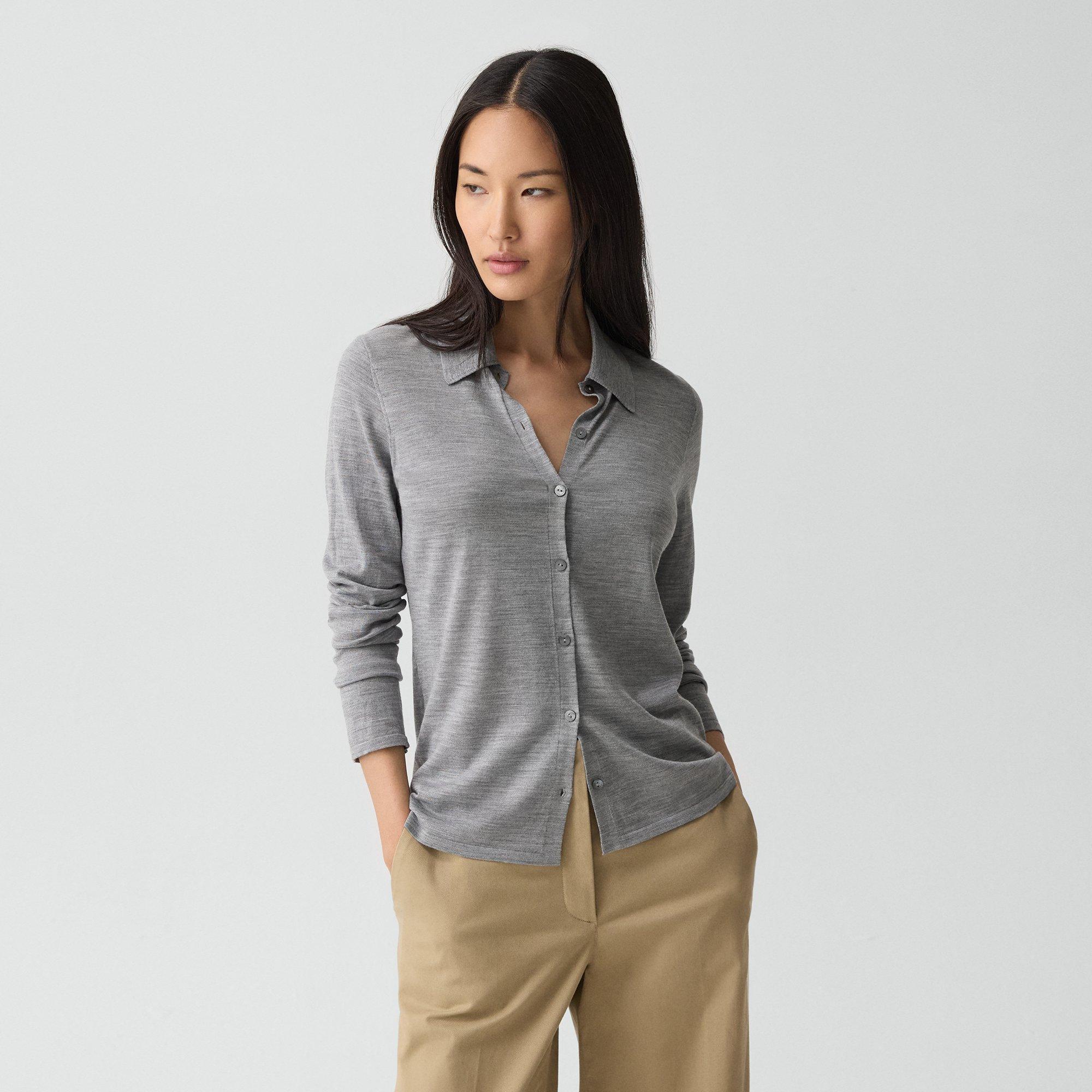 Theory Knit Shirt In Regal Wool In Gray