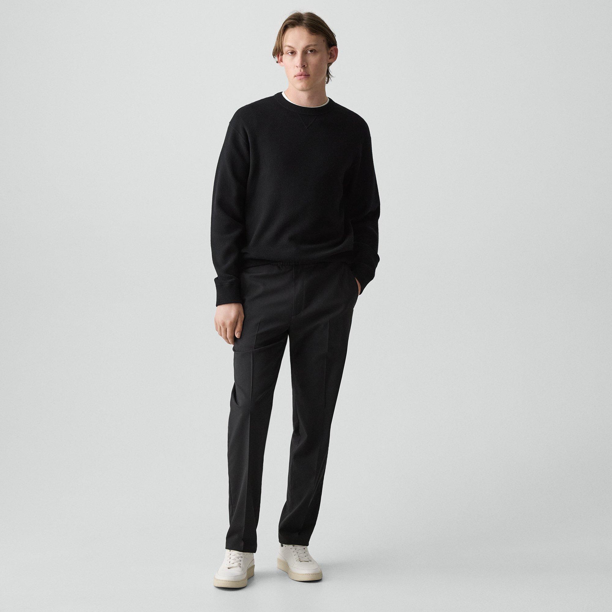 Theory Standard Drawstring Pant In Motion Wool In Black