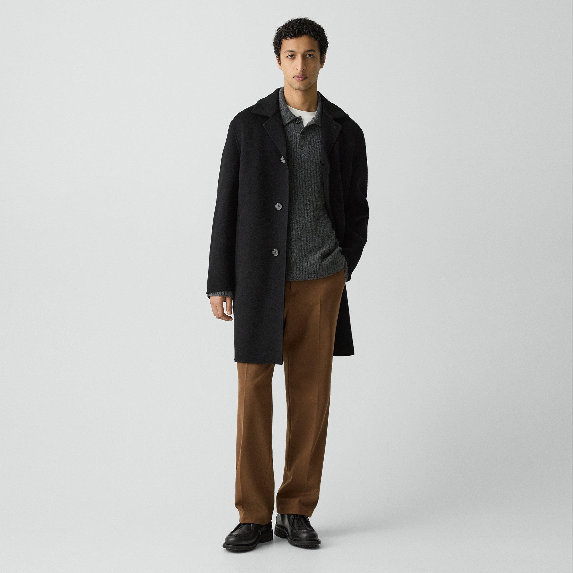 Theory Standard Coat In Double-face Wool-cashmere In Black