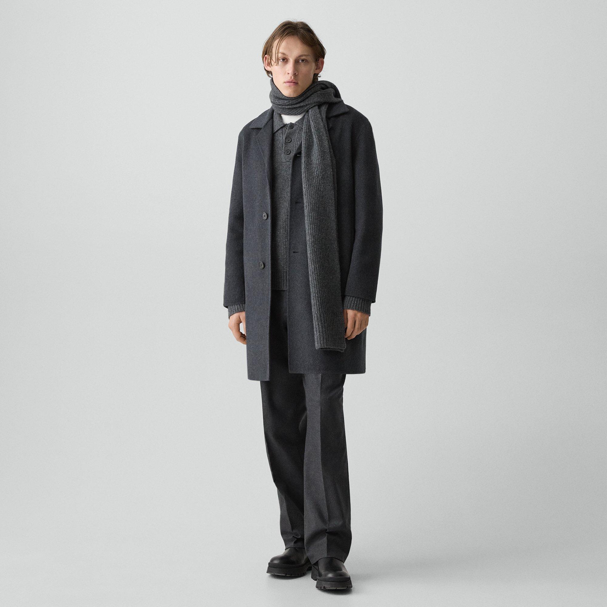 Theory Standard Coat In Double-face Wool-cashmere In Black