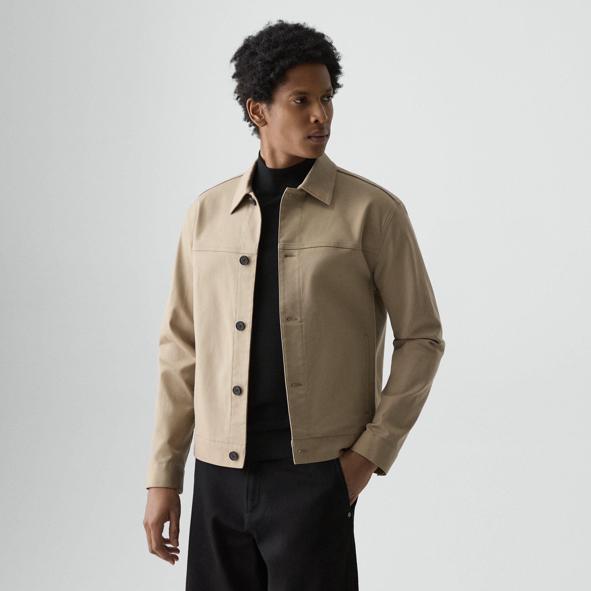 Theory Button Jacket In Twill Stretch In White