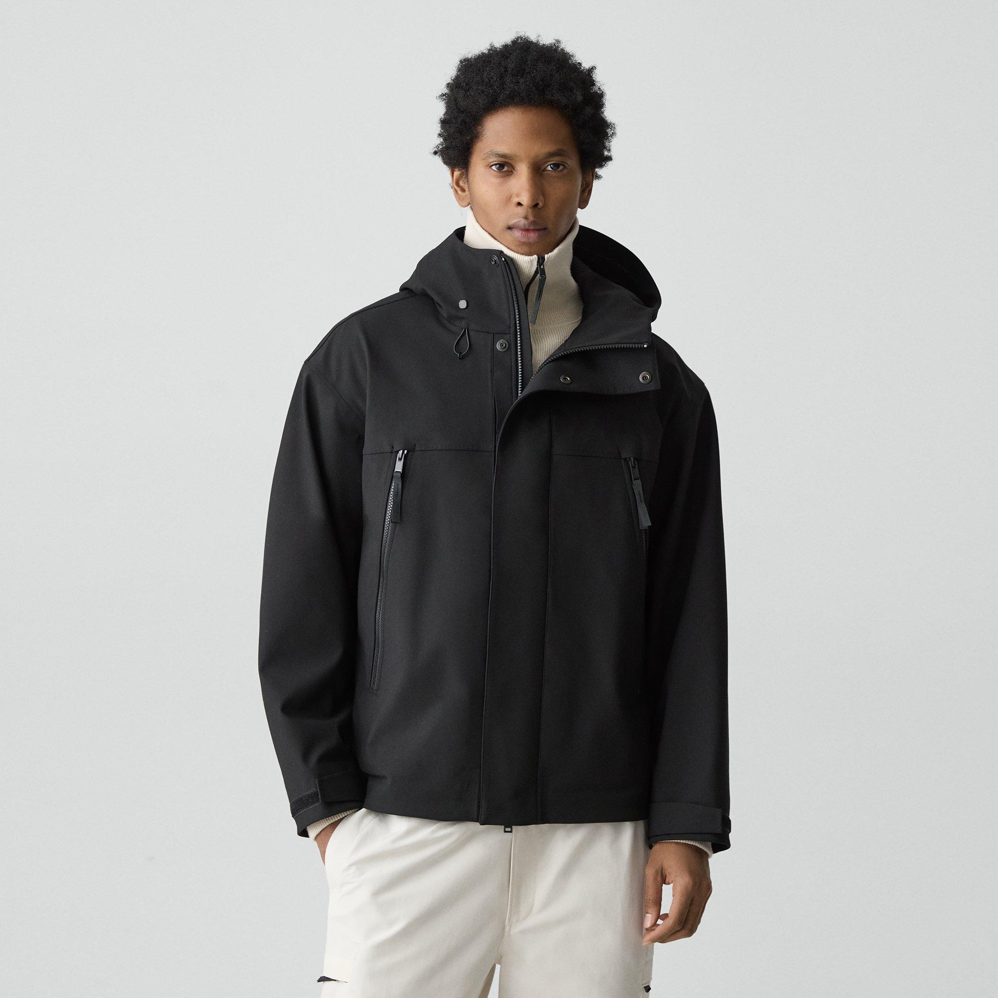 Theory Hooded Jacket In Outer Shell In Black