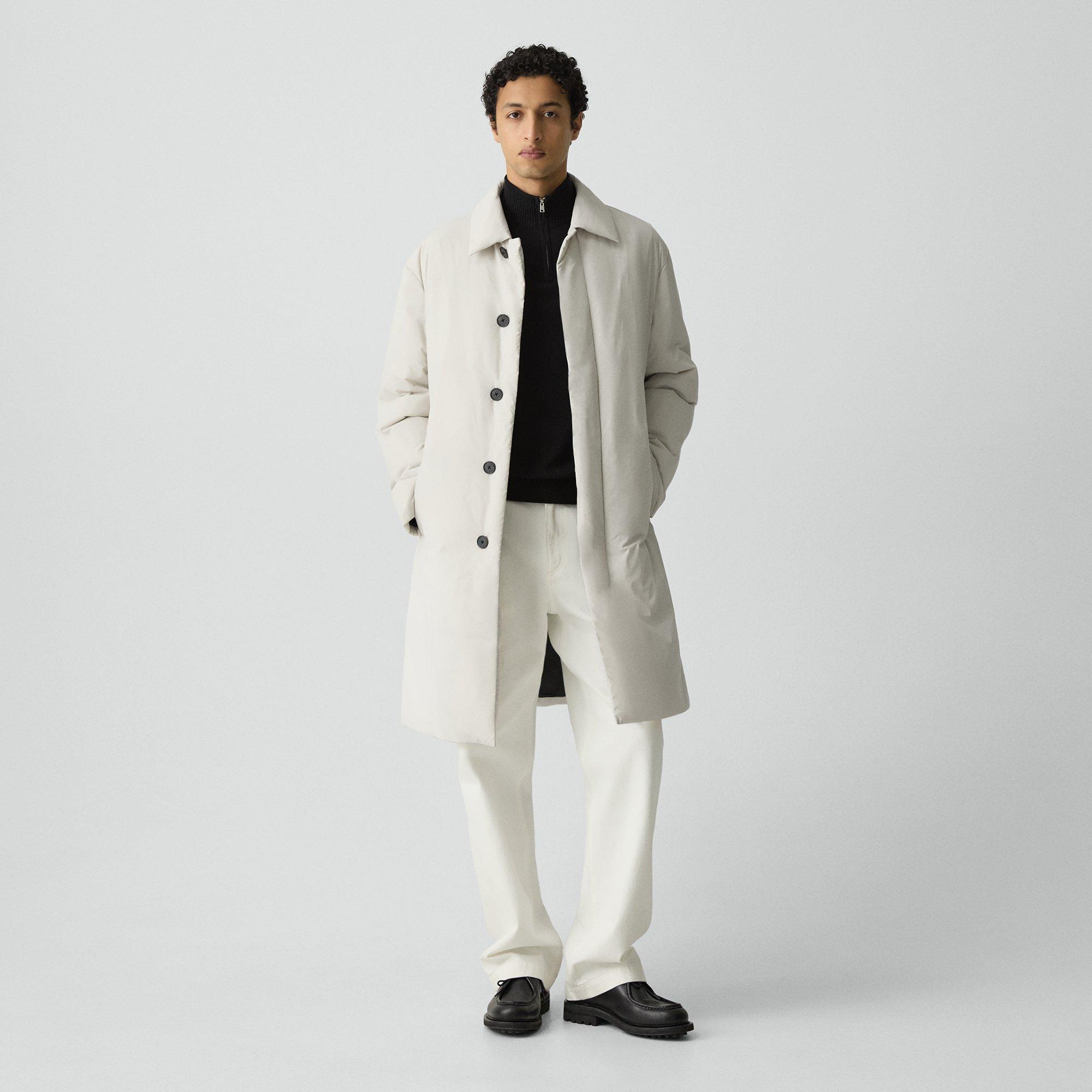 Theory Car Coat In Motion Nylon In White