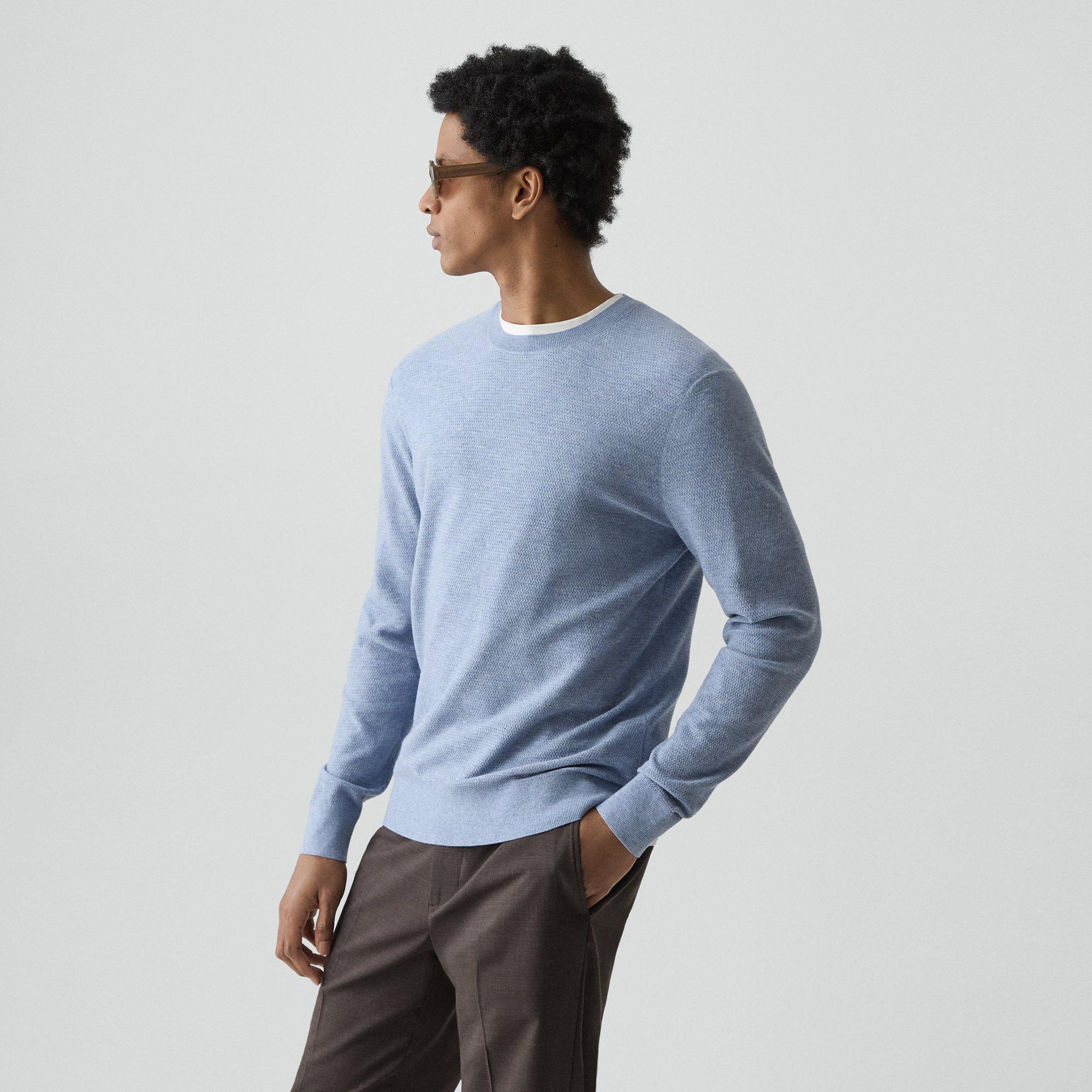 Theory Riland Crewneck Sweater In Light Bilen In Blue