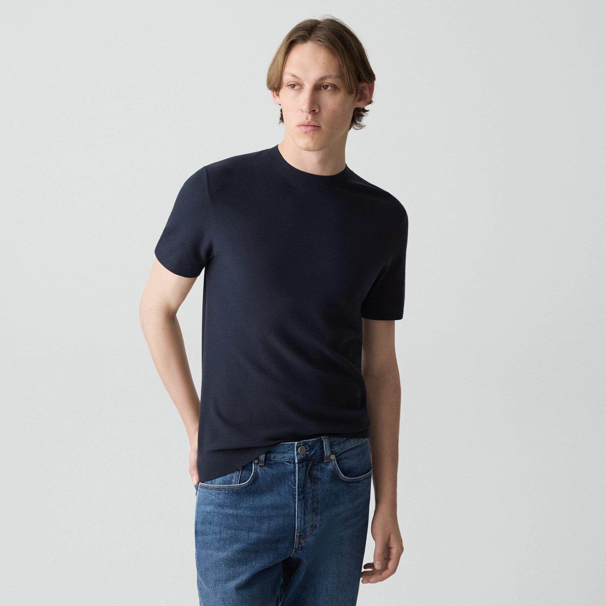 Theory Light Bilen Knit Soris Tee Baltic In Black