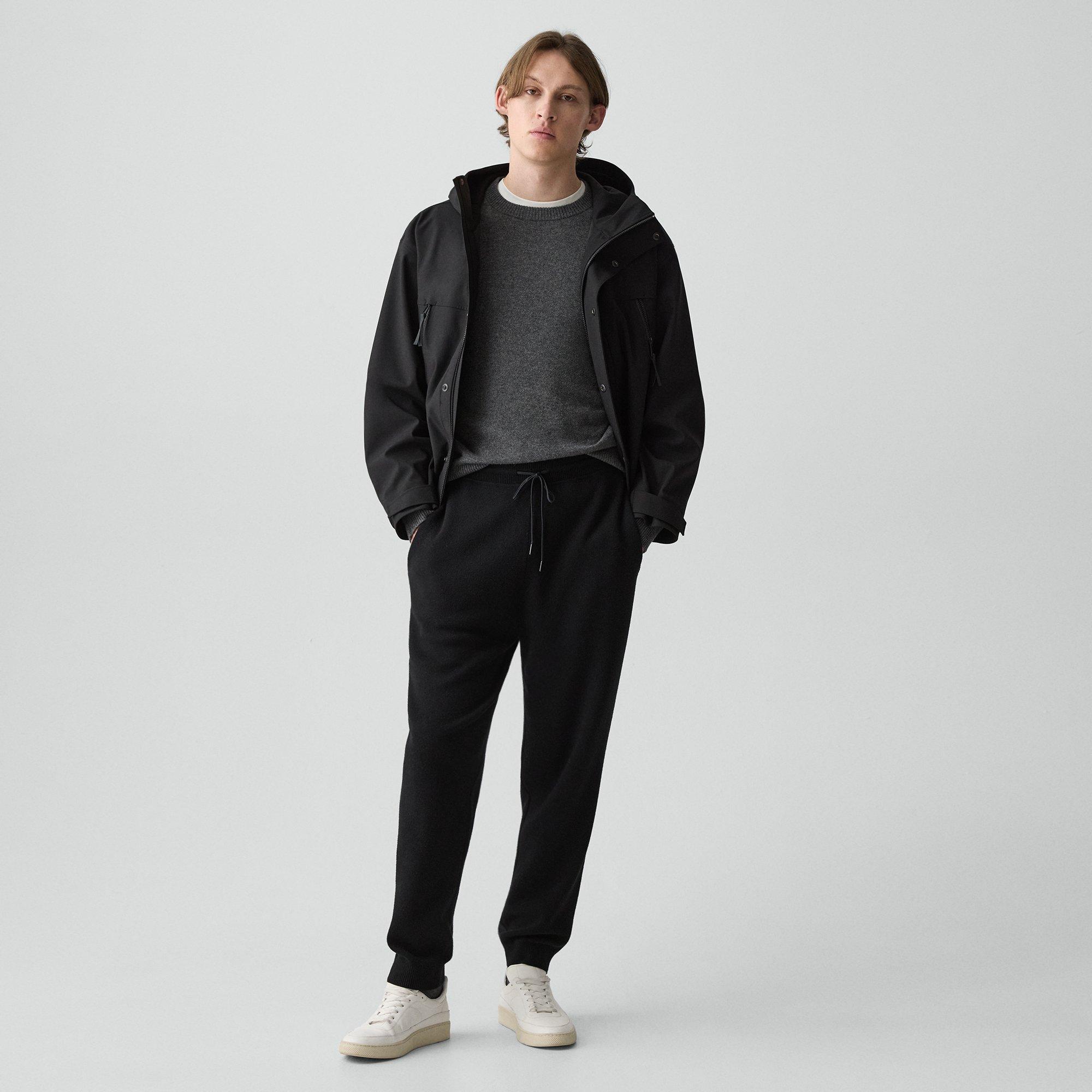 Theory Drawstring Jogger In Wool Bilen In Black