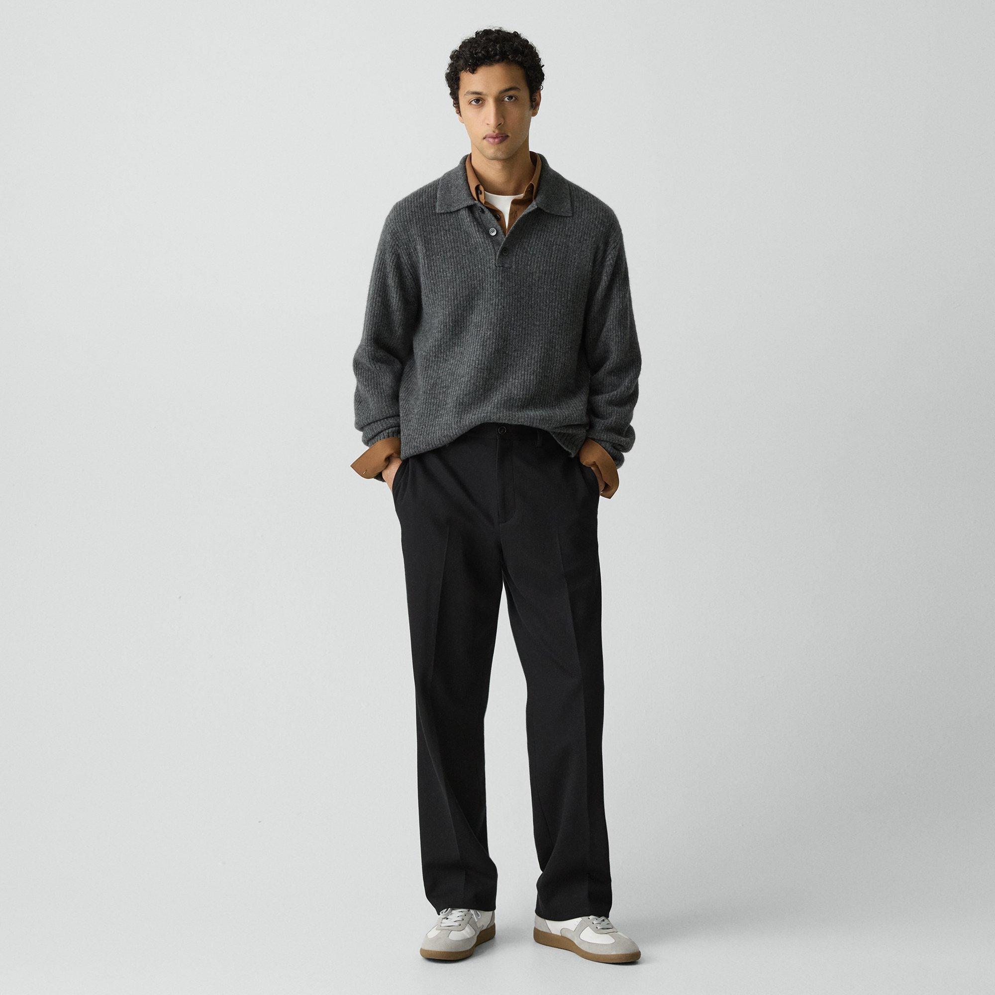 Theory Straight Trouser In Knit Twill In Black