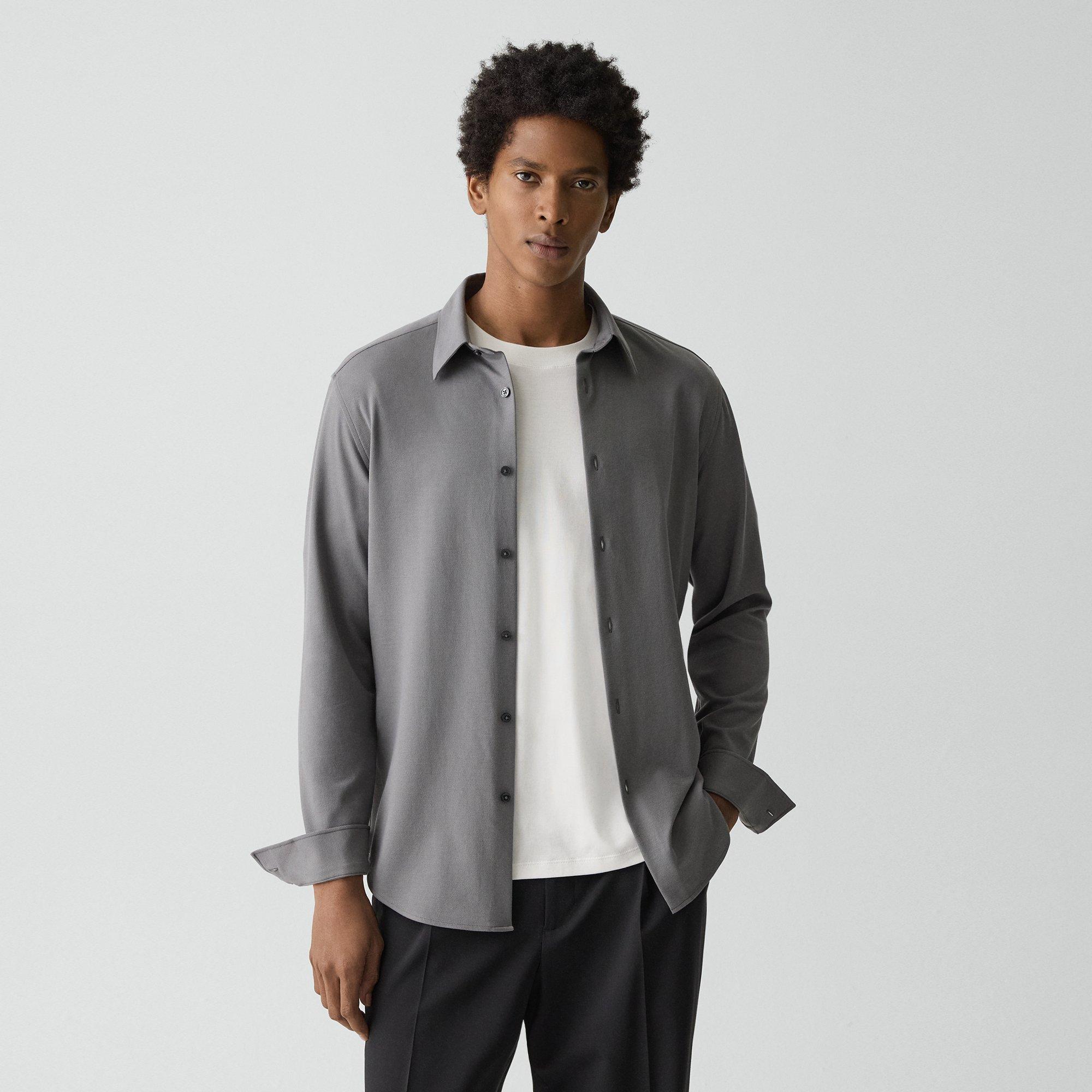 Theory Sylvain Shirt In Structure Twill In Gray
