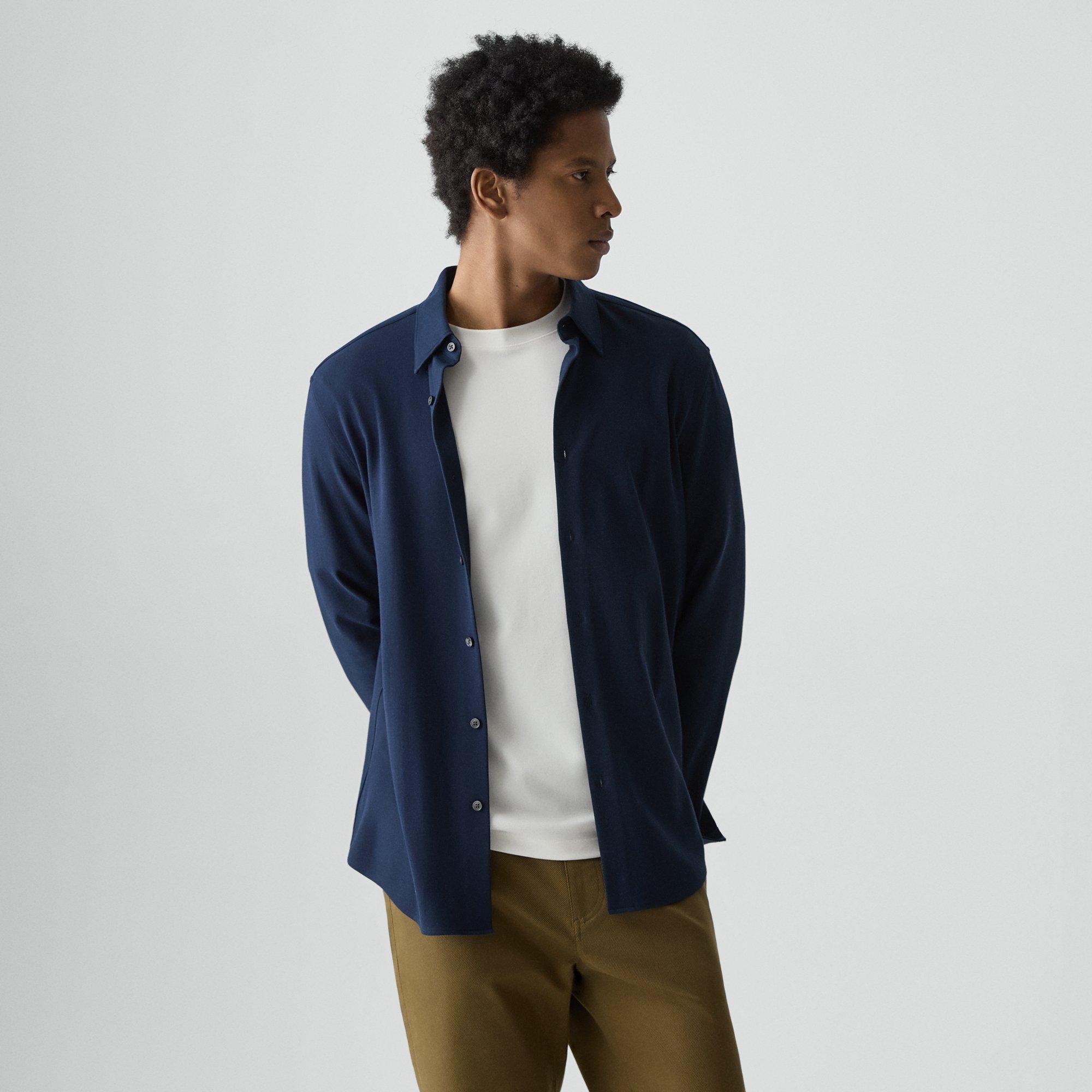 Theory Sylvain Shirt In Structure Twill In Blue