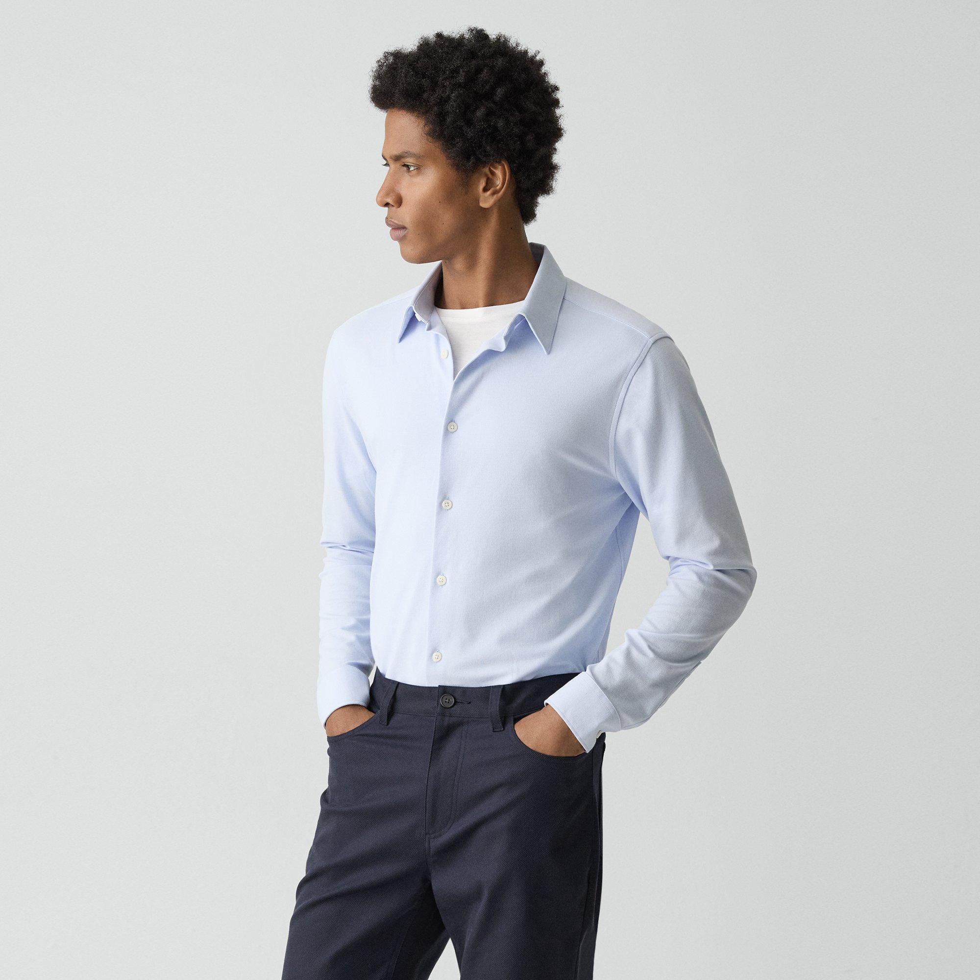 Theory Sylvain Shirt In Structure Twill In Blue