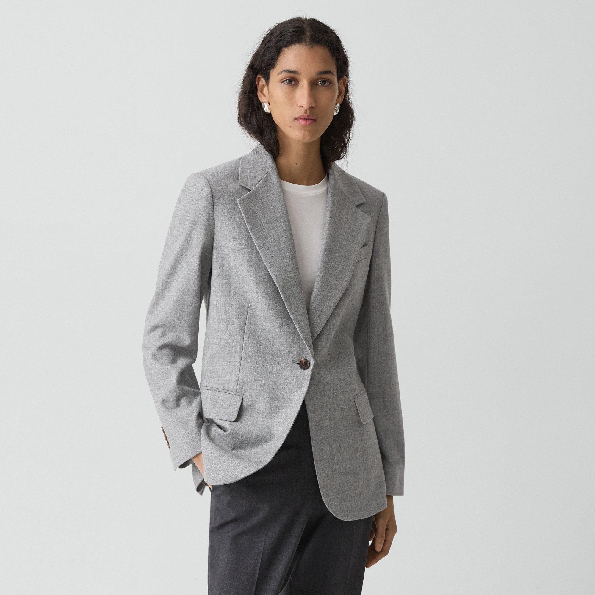 Theory Lynnia Blazer In Sleek Flannel In Gray