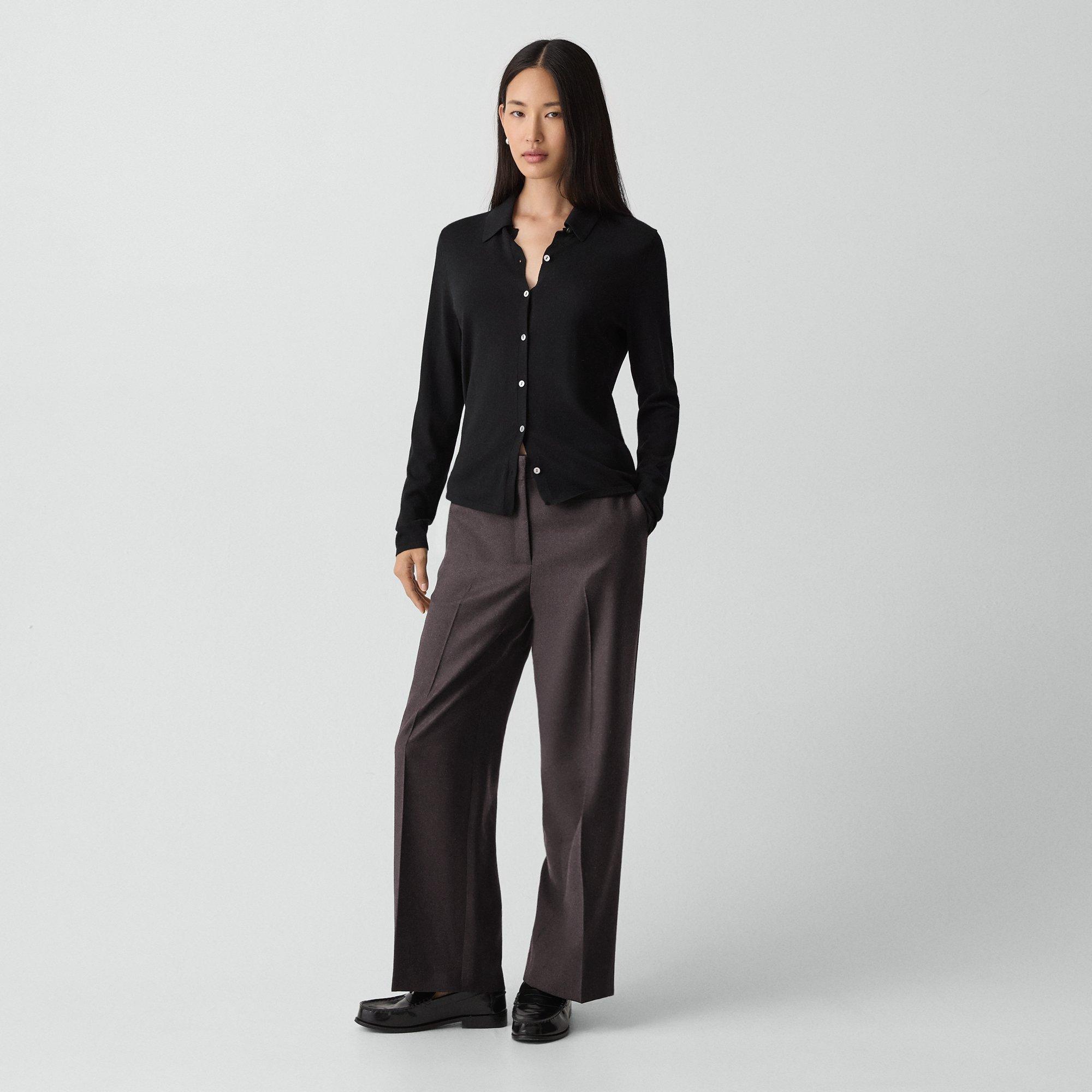 Theory Classic Straight Pant In Sleek Flannel In Black