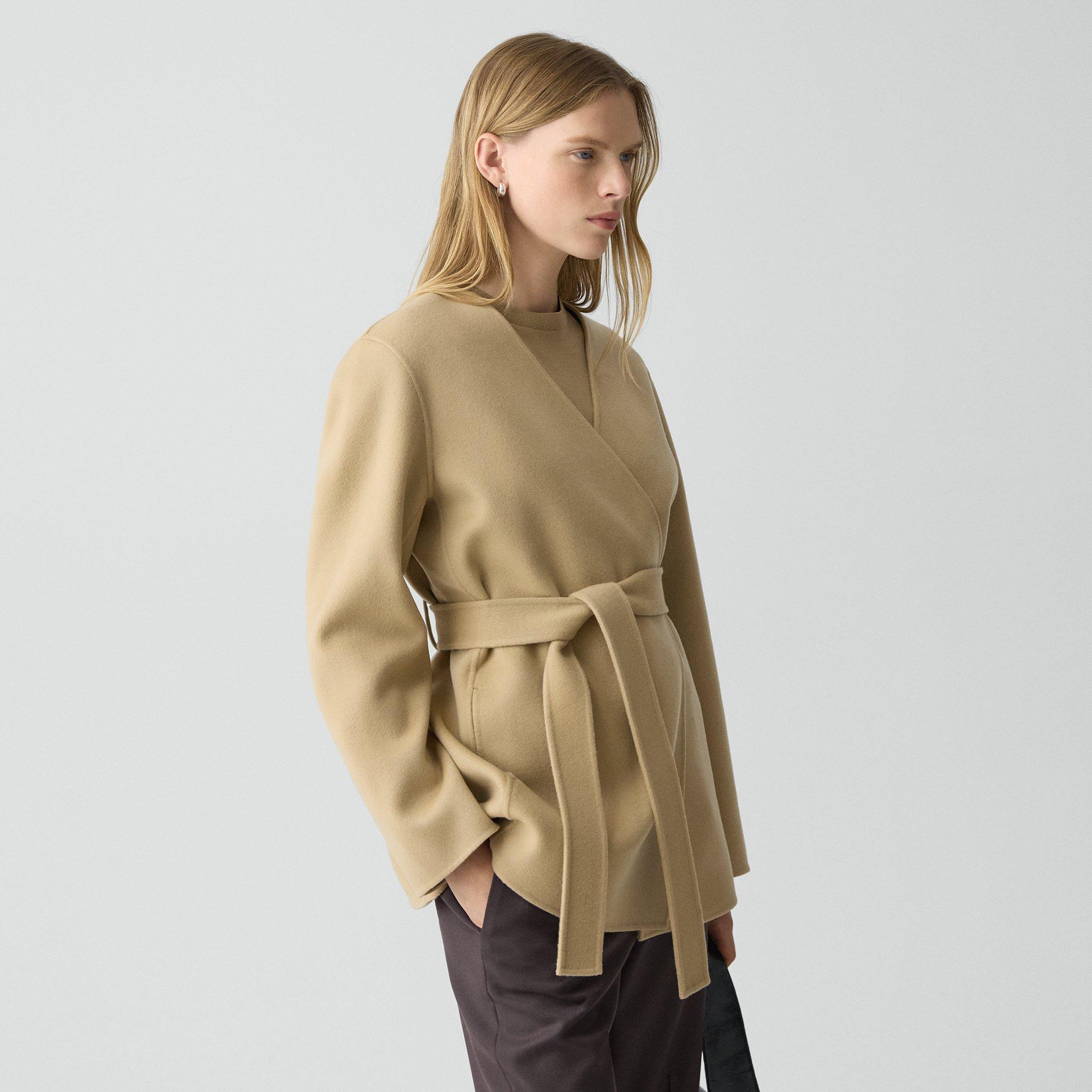 Theory Double-breasted Cardigan Jacket In Double-face Wool-cashmere