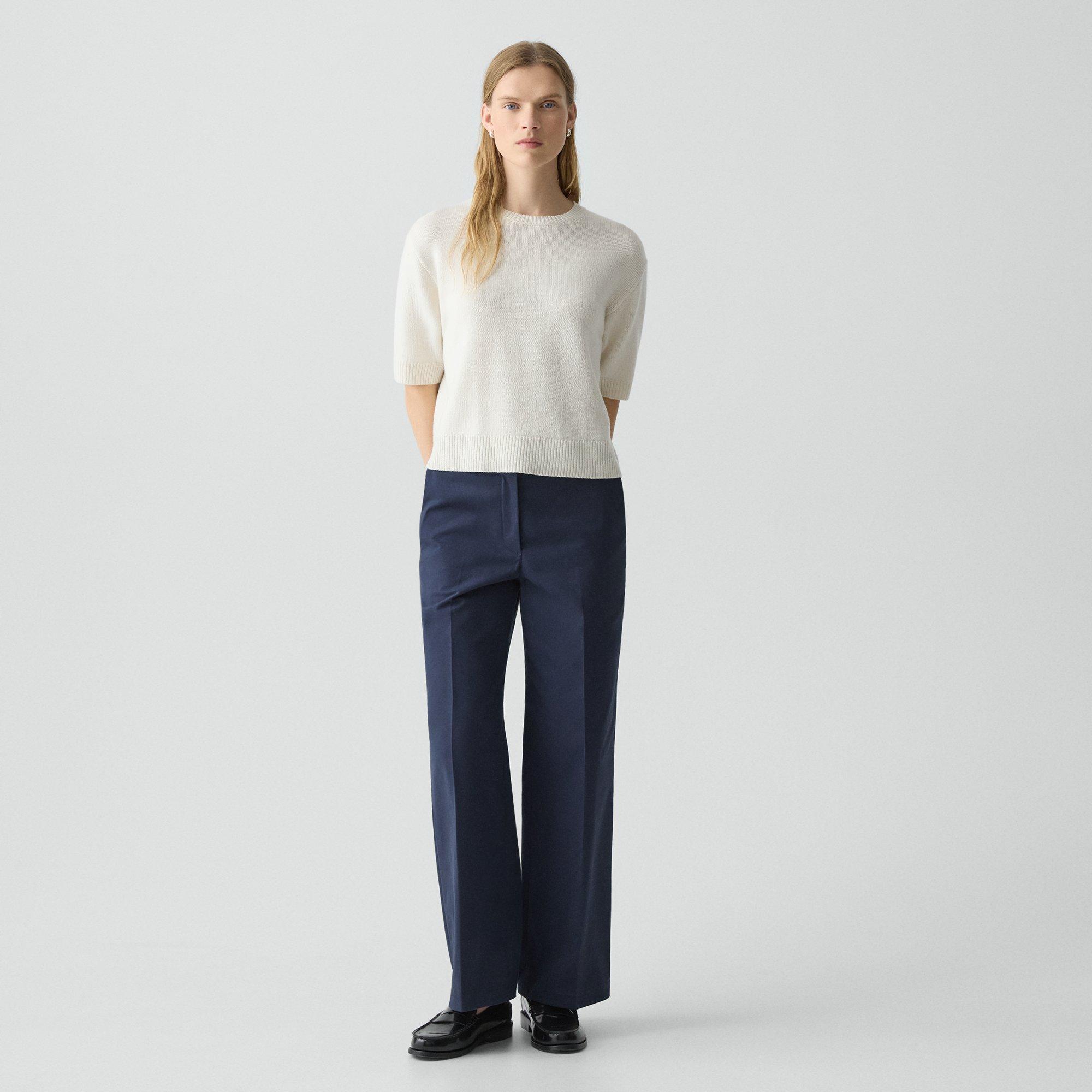Theory Classic Straight Pant In Brushed Chino In Blue
