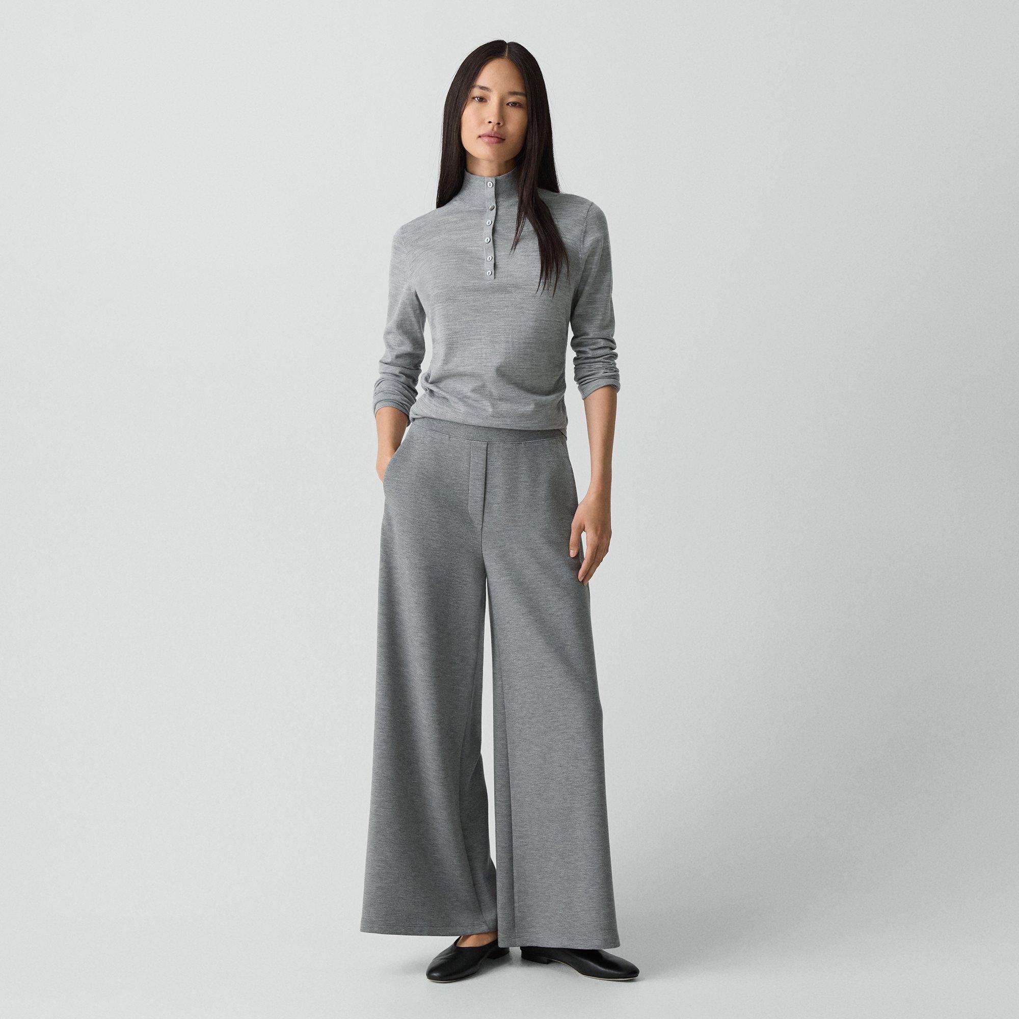 Theory A-line Pull-on Pant In Double Knit Jersey In Gray