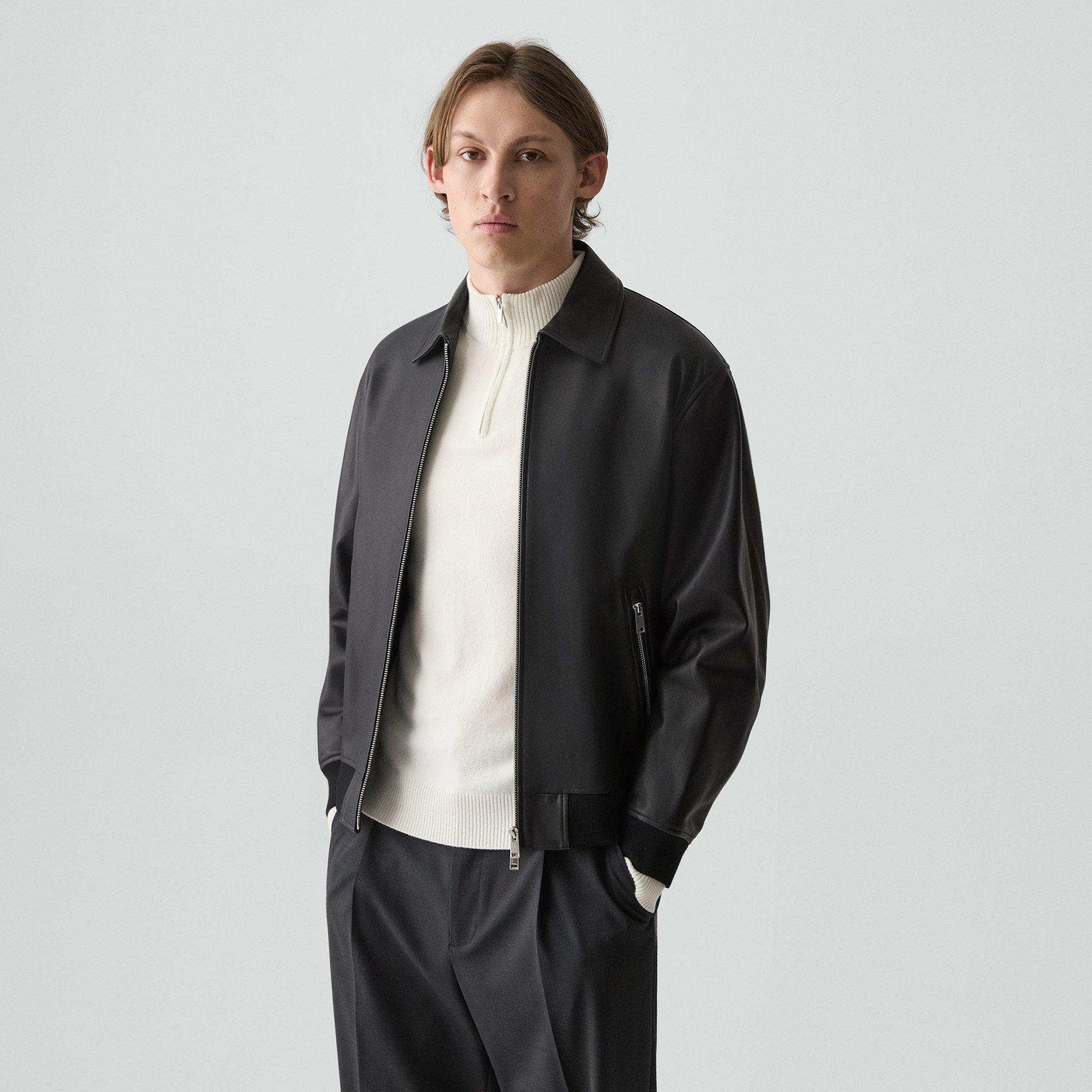 Theory Wyatt Zip Jacket In Leather In Black