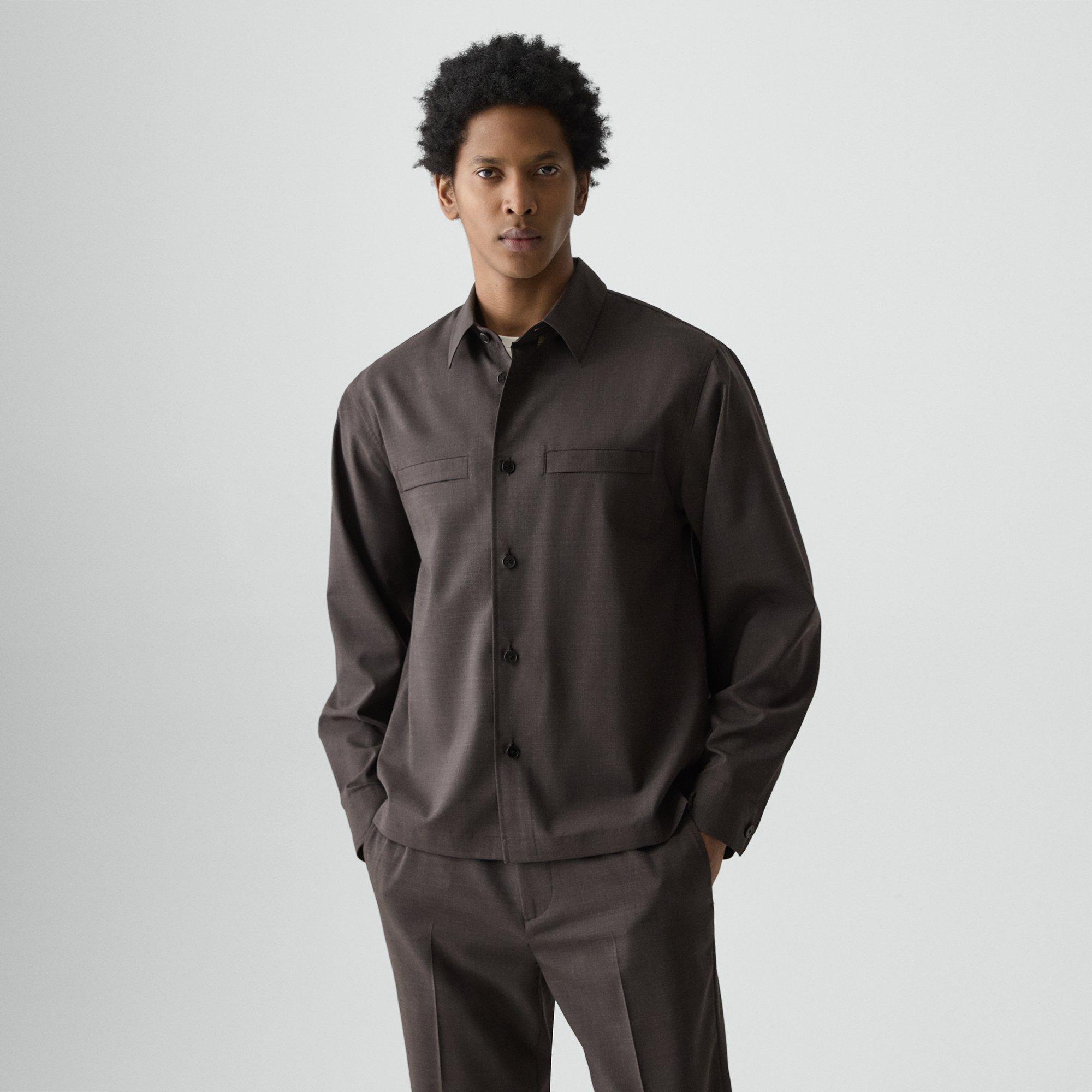Theory Utility Overshirt In Motion Wool In Gray