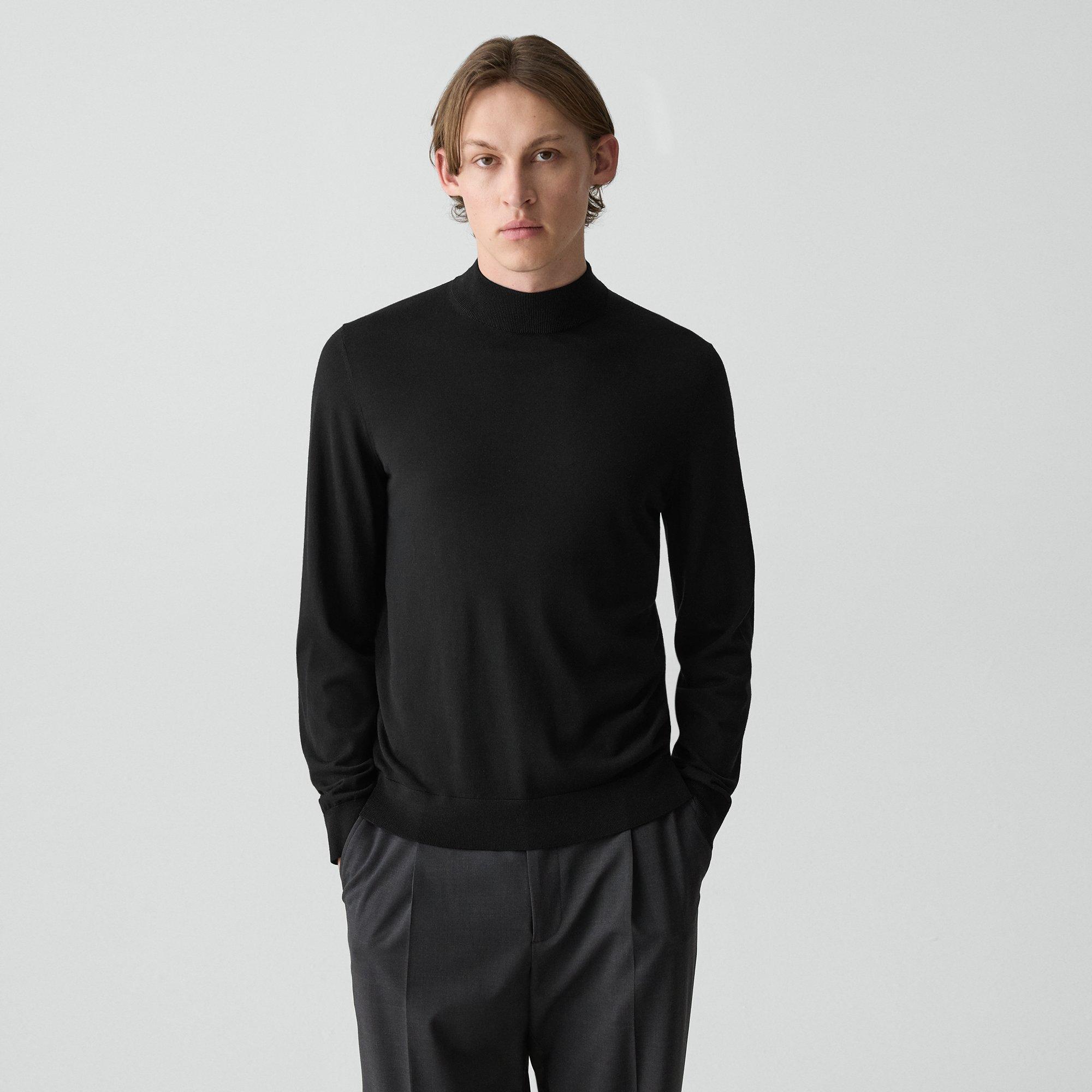 Theory Mock Neck Sweater In Regal Wool In Black
