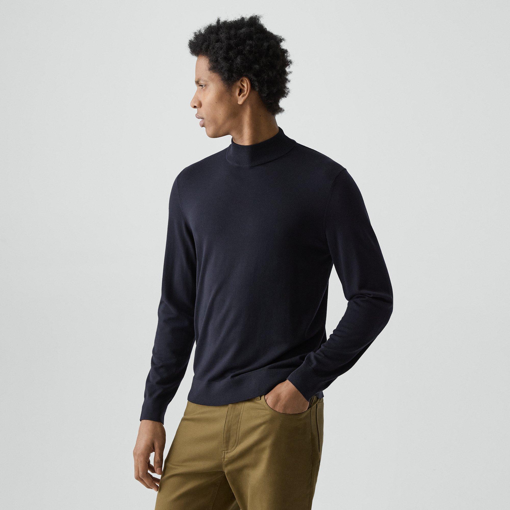 Theory Mock Neck Sweater In Regal Wool In Blue