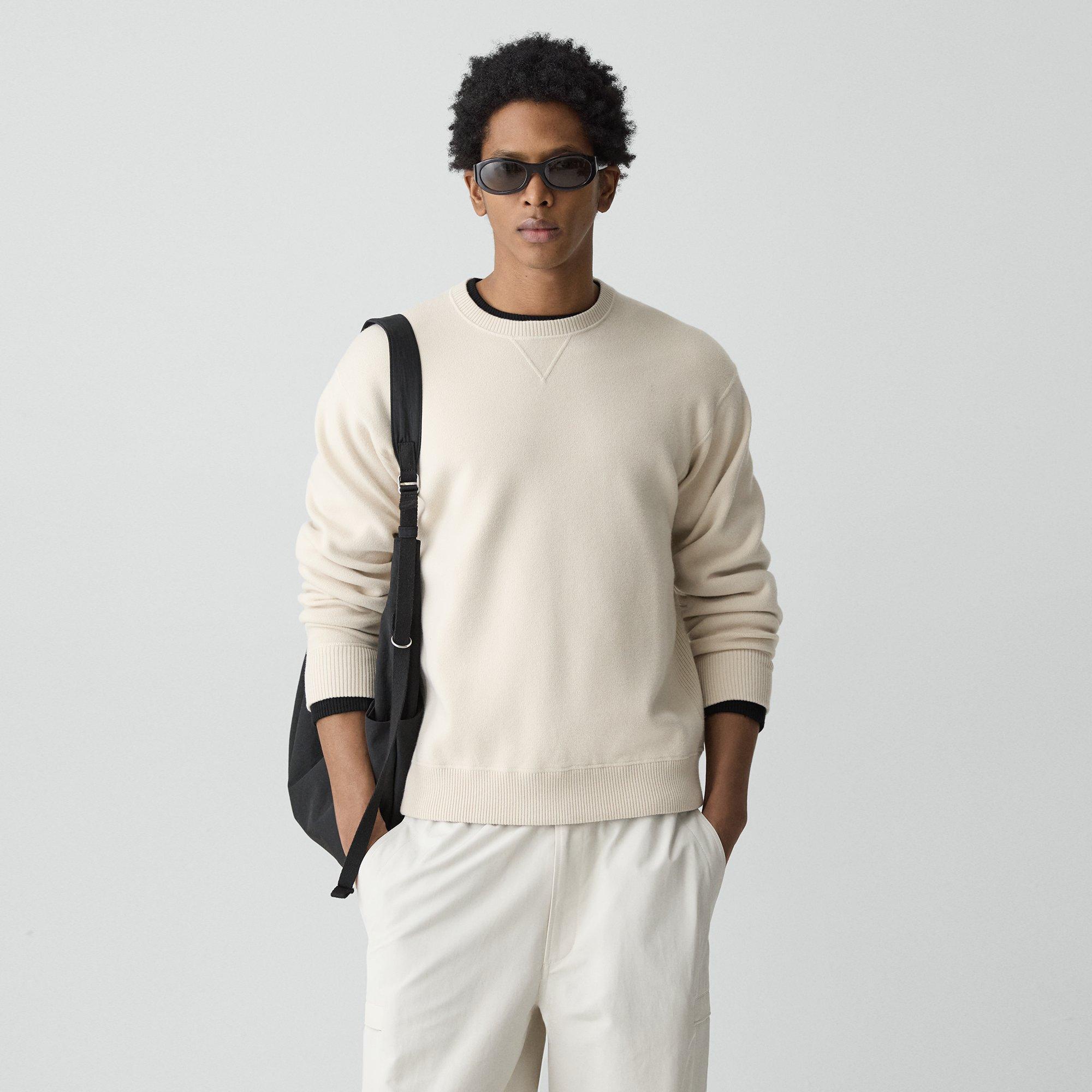 Theory Crewneck Sweatshirt In Wool Bilen In Neutral