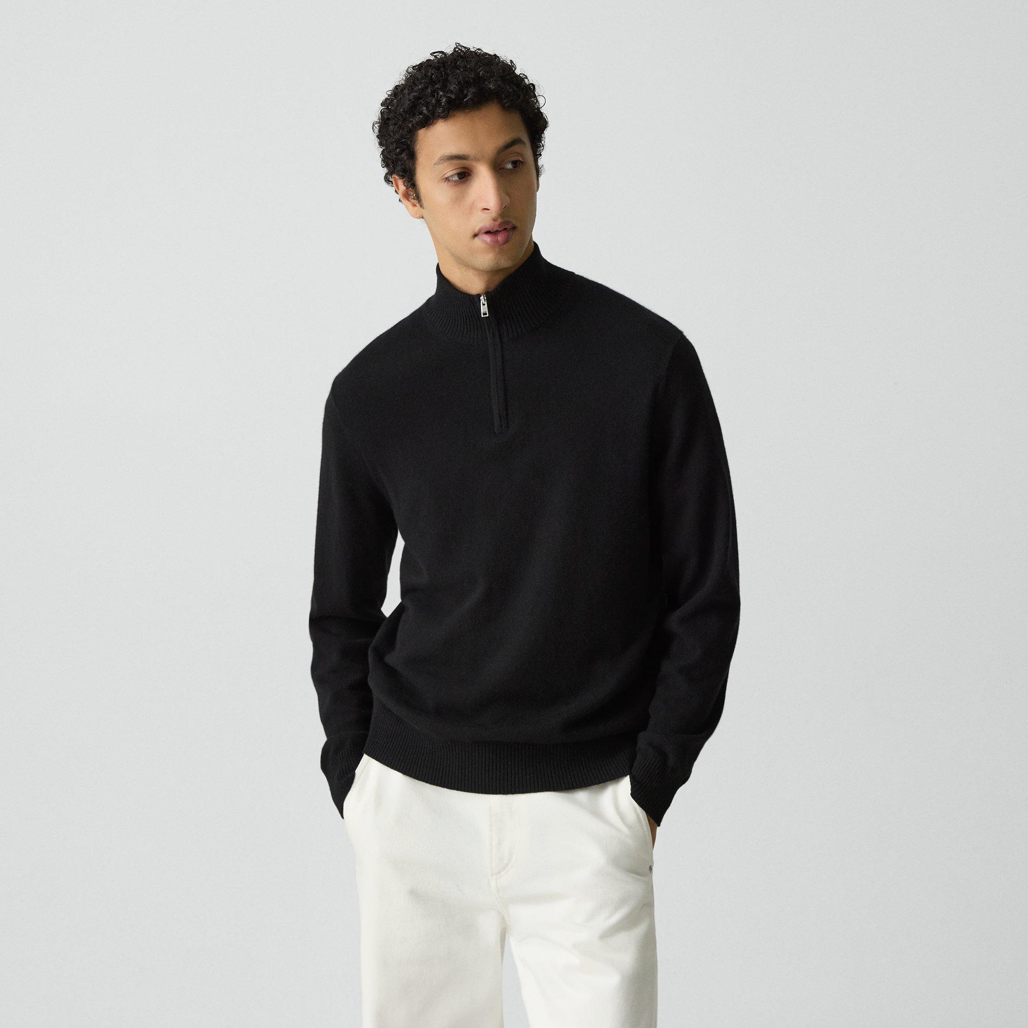 Theory Hilles Quarter-zip Sweater In Cashmere In Black