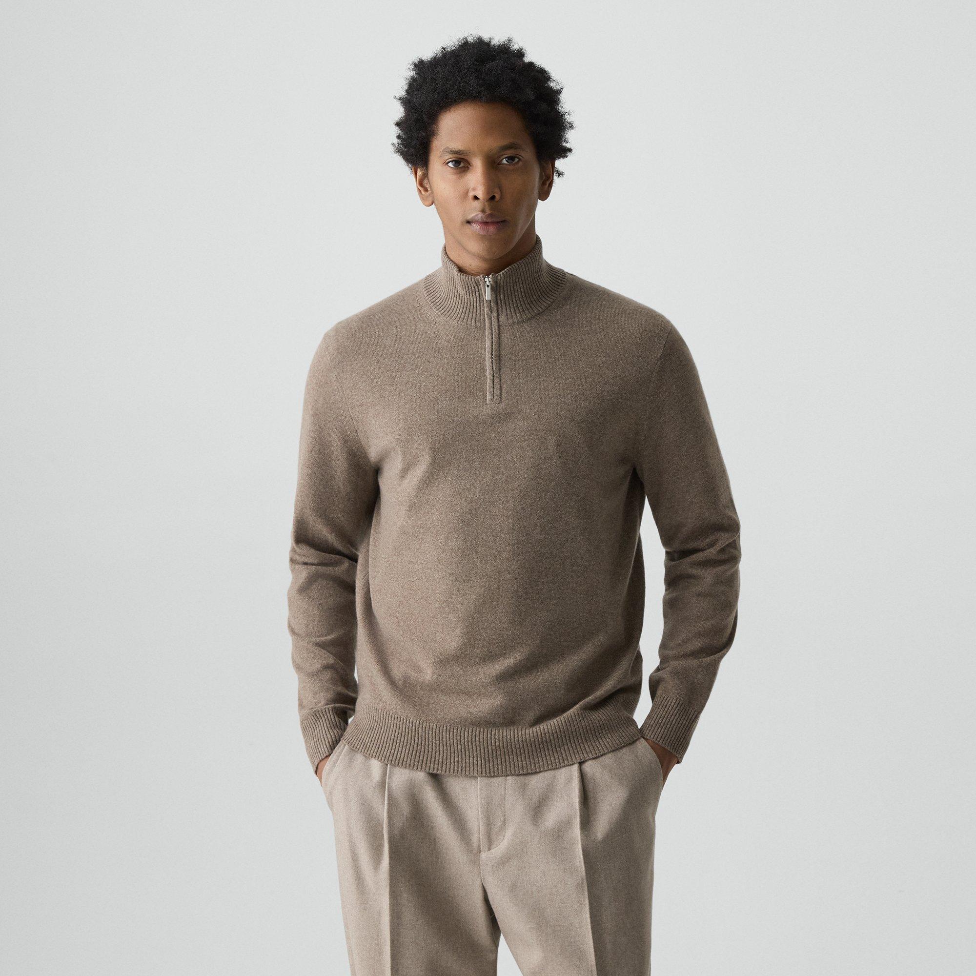Theory Hilles Quarter-zip Sweater In Cashmere In Gray