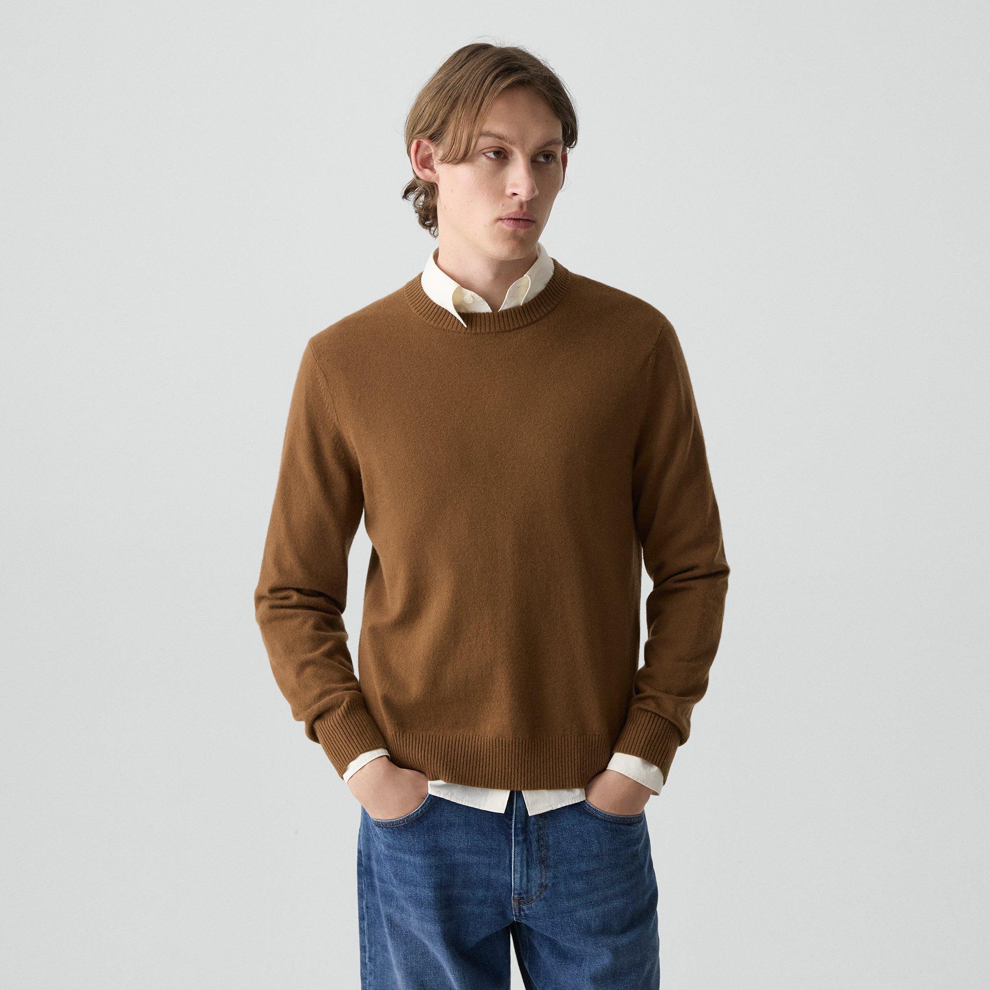 Theory Hilles Crewneck Sweater In Cashmere In Brown