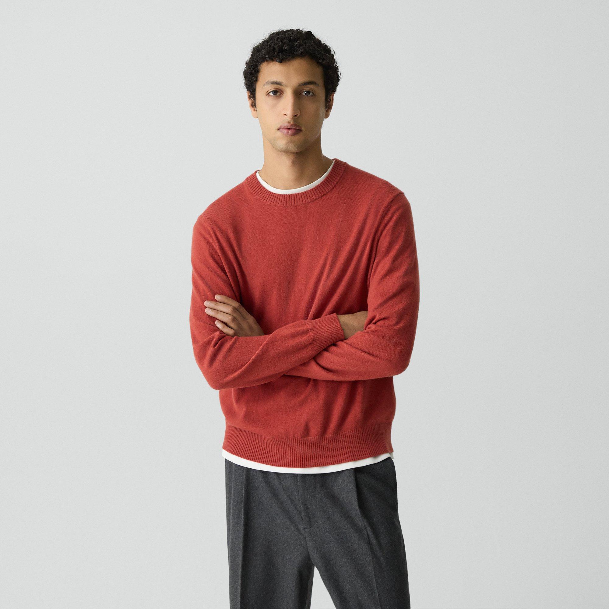 Theory Hilles Crewneck Sweater In Cashmere In Burgundy