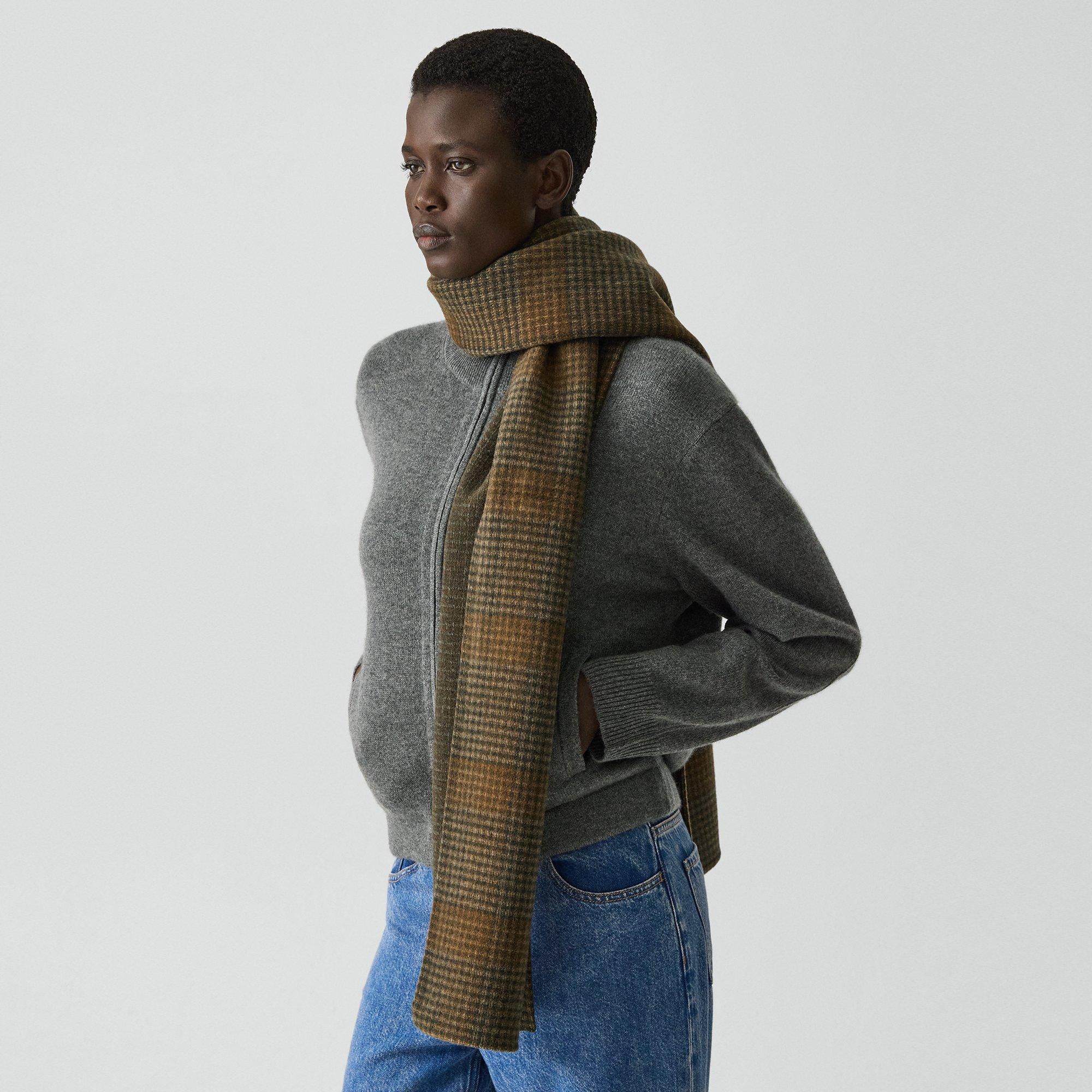 Theory Stole In Plaid Double-face Wool-cashmere