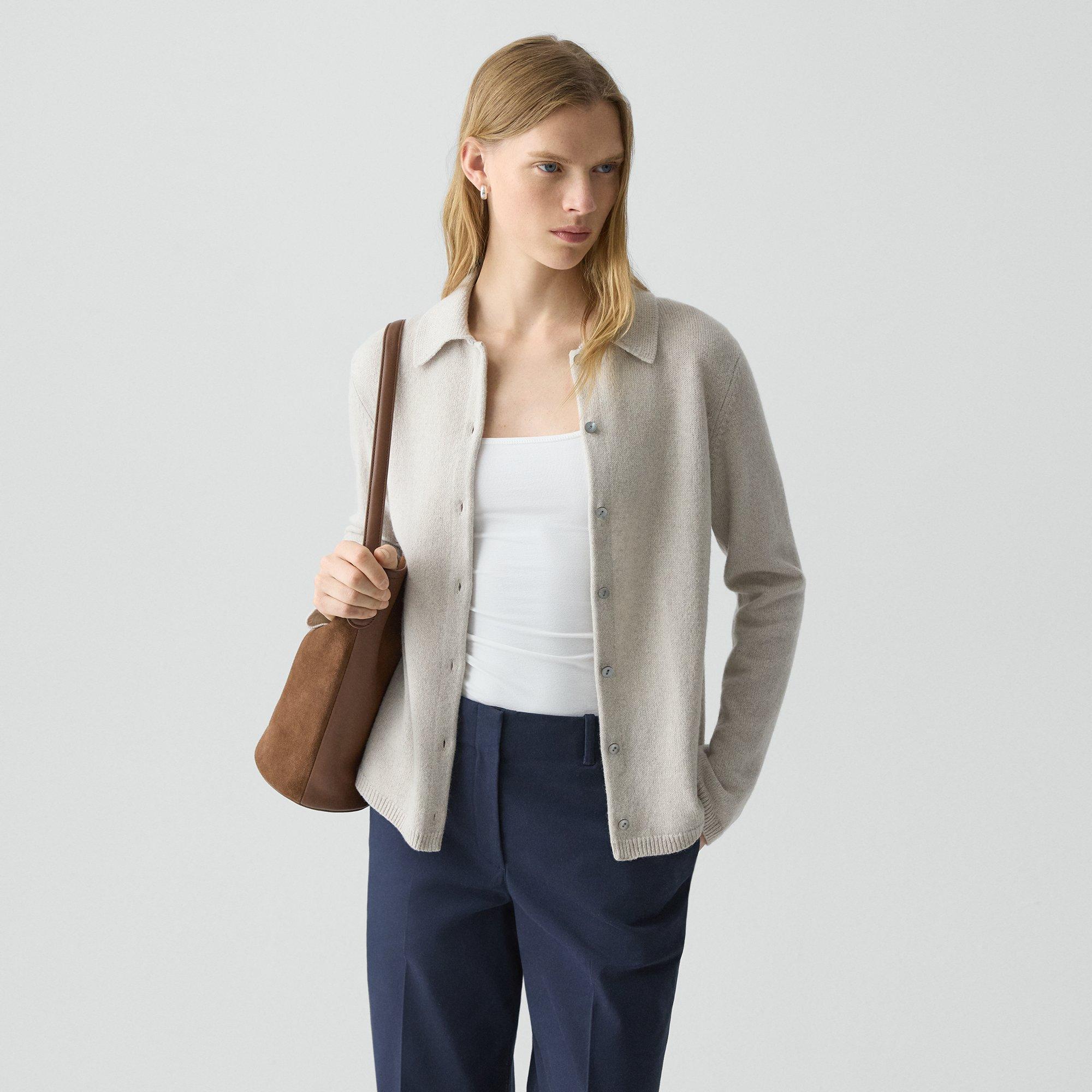 Theory Relaxed Shirt In Recycled Cashmere In Gray