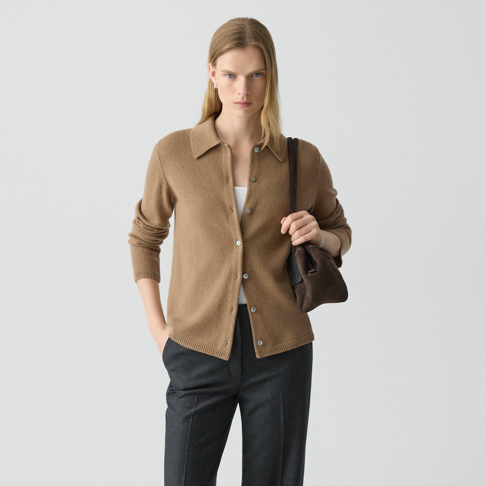 Theory Relaxed Shirt In Recycled Cashmere In Brown
