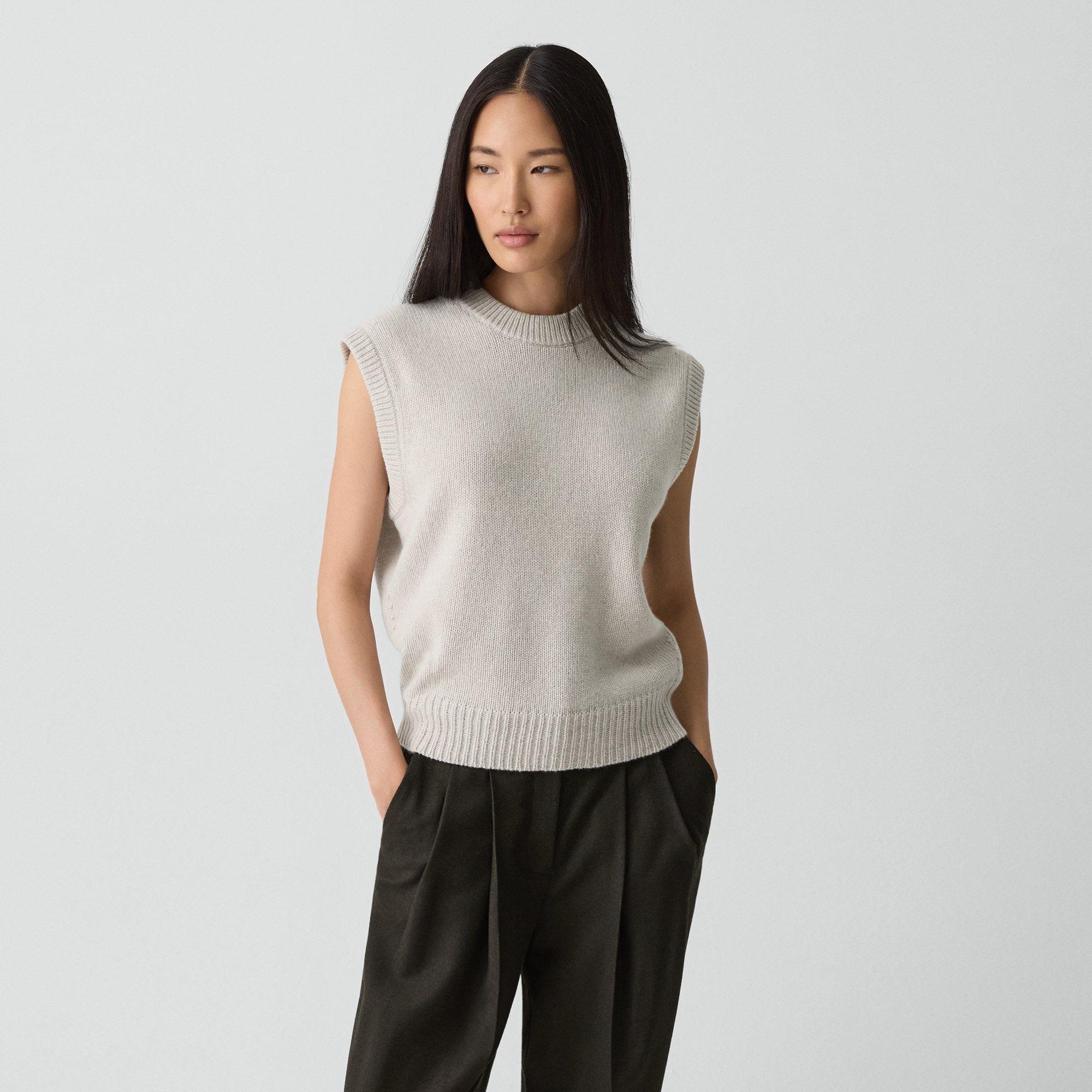 Theory Relaxed Vest In Recycled Cashmere In Gray