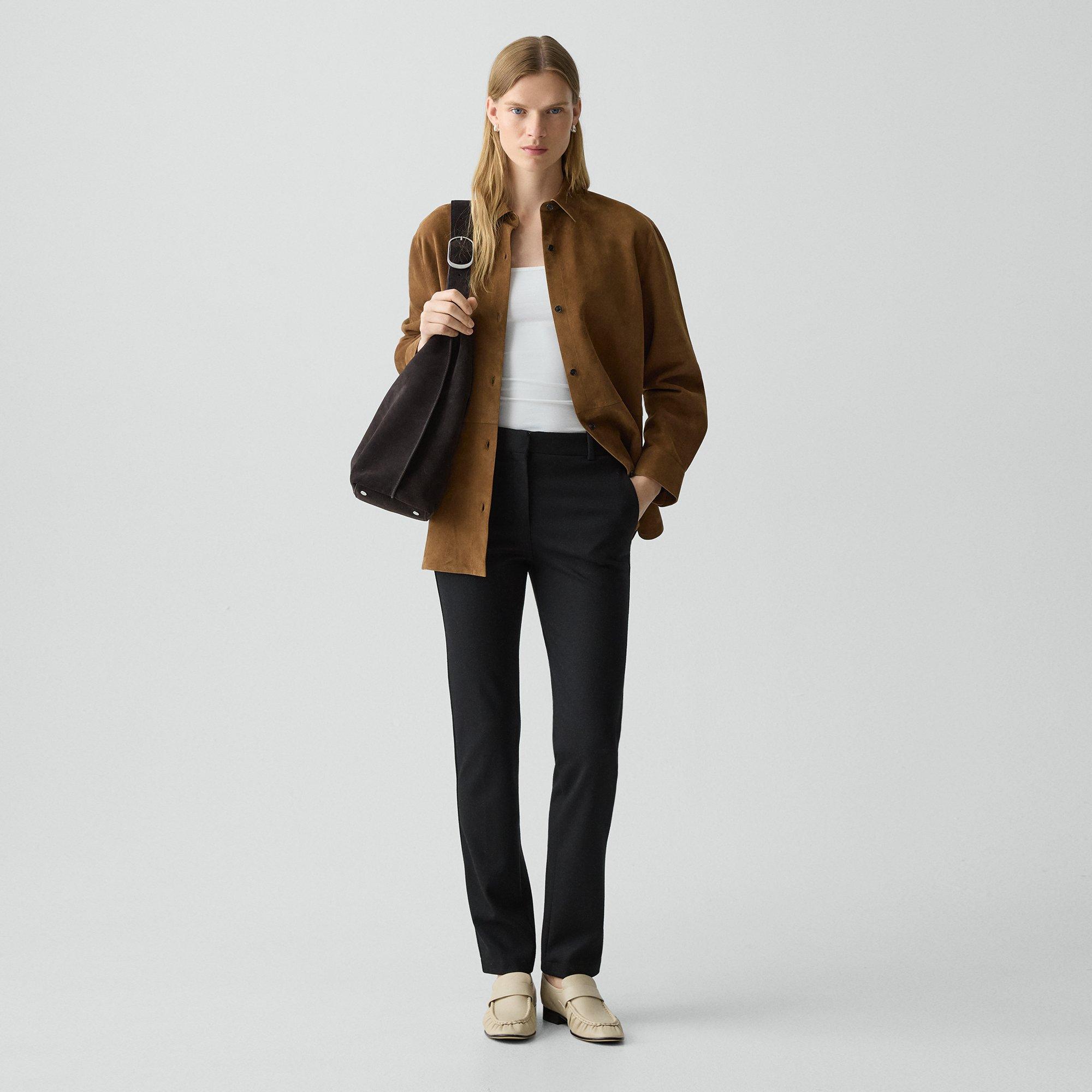 Theory Slim Leg Pant In Wool-blend Knit In Black