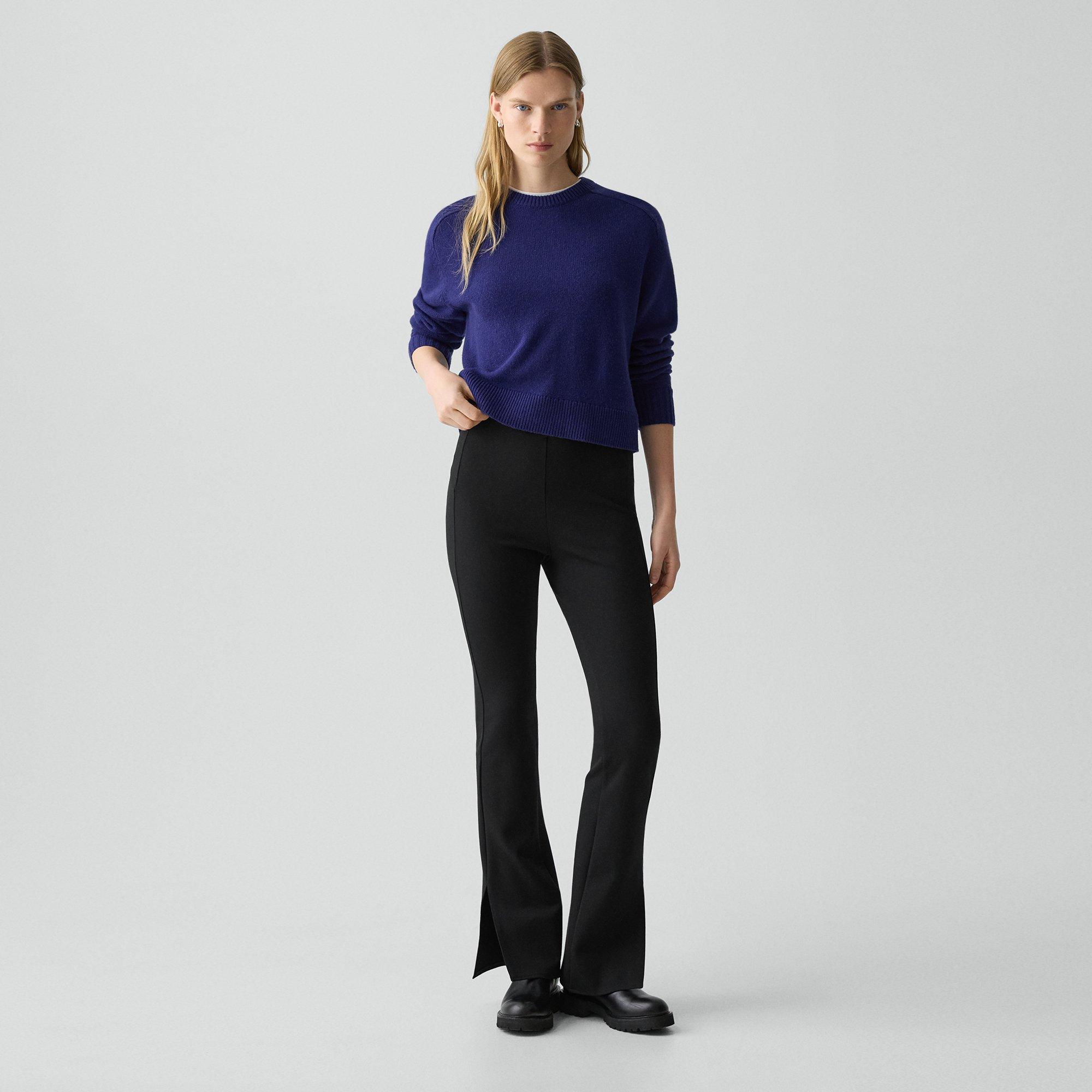 Theory Flared Slit Legging In Motion Ponte In Black