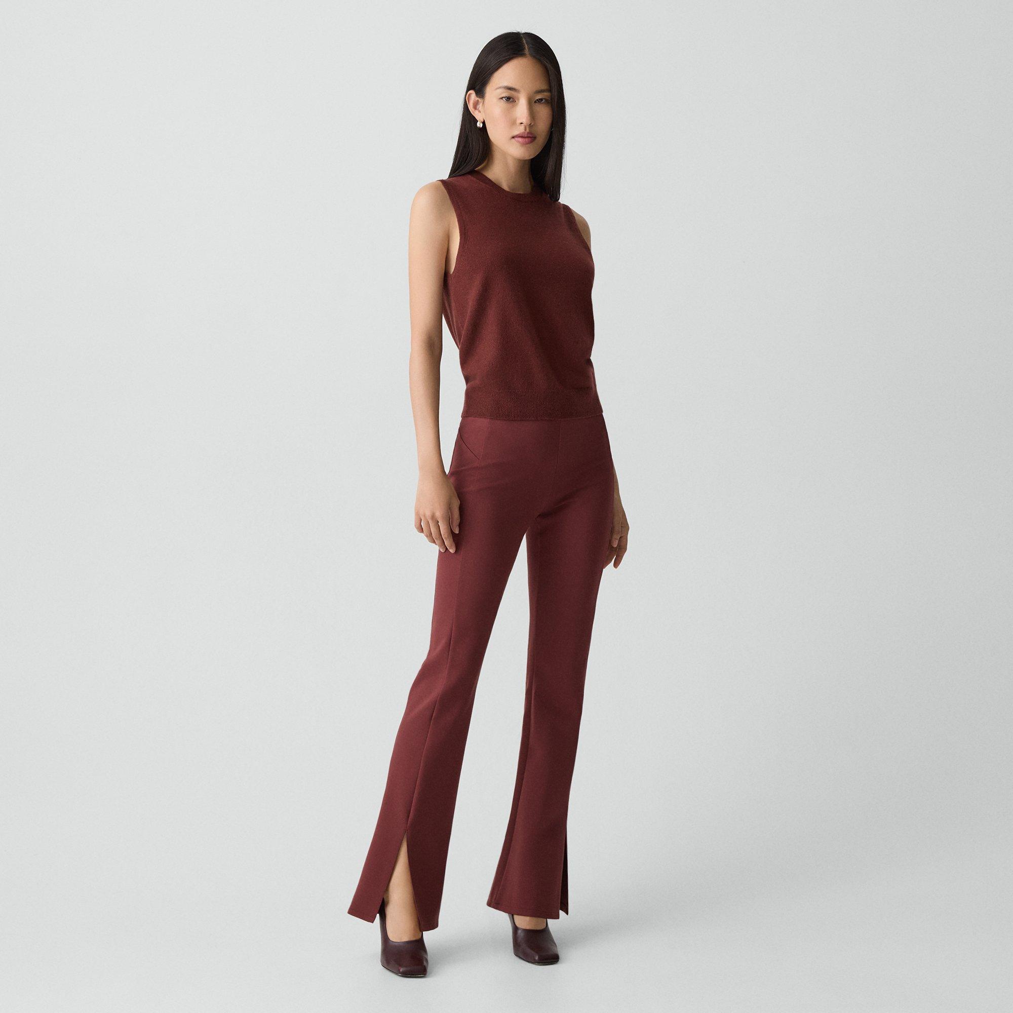 Theory Flared Slit Legging In Motion Ponte In Burgundy