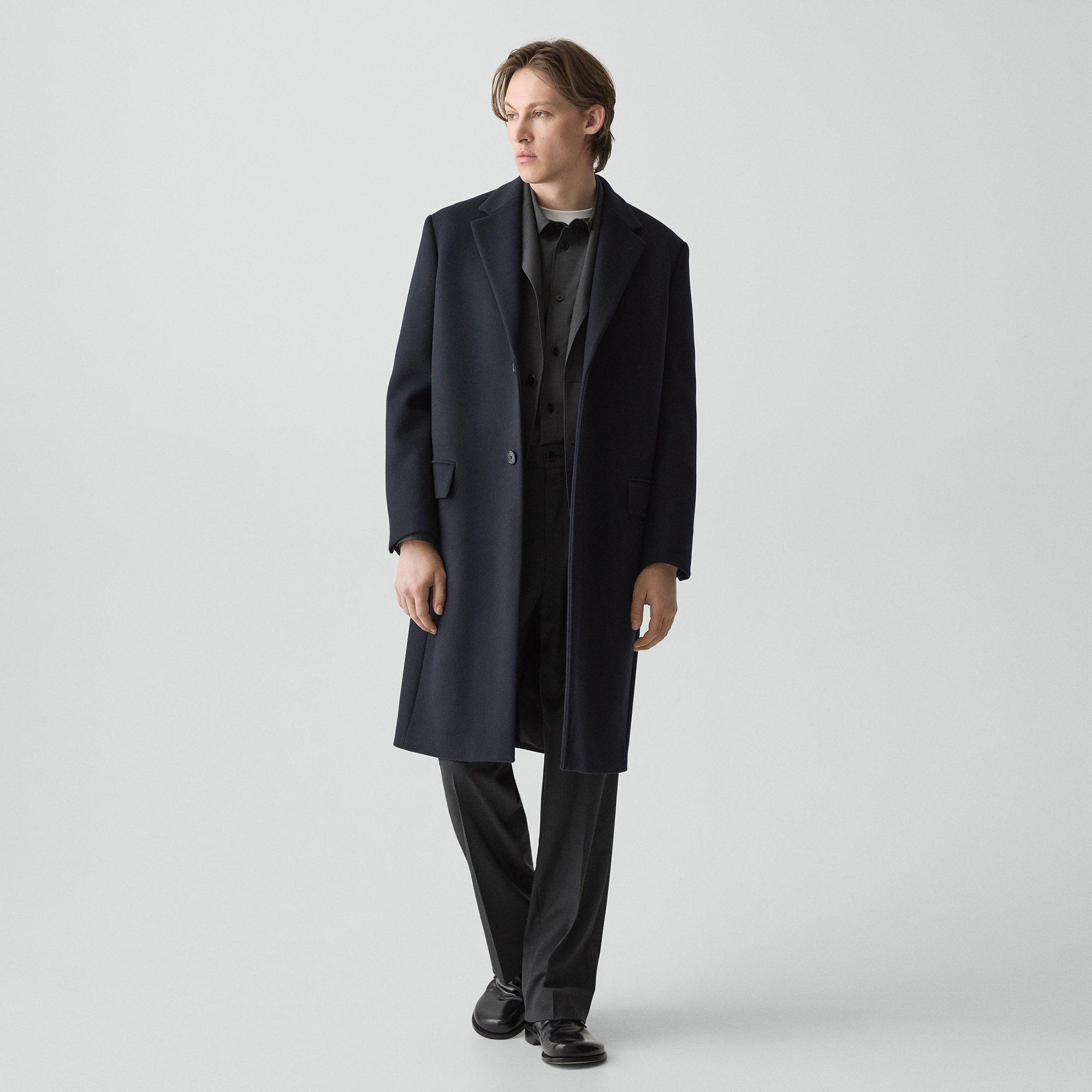 Theory Two-button Coat In Plush Melton In Blue