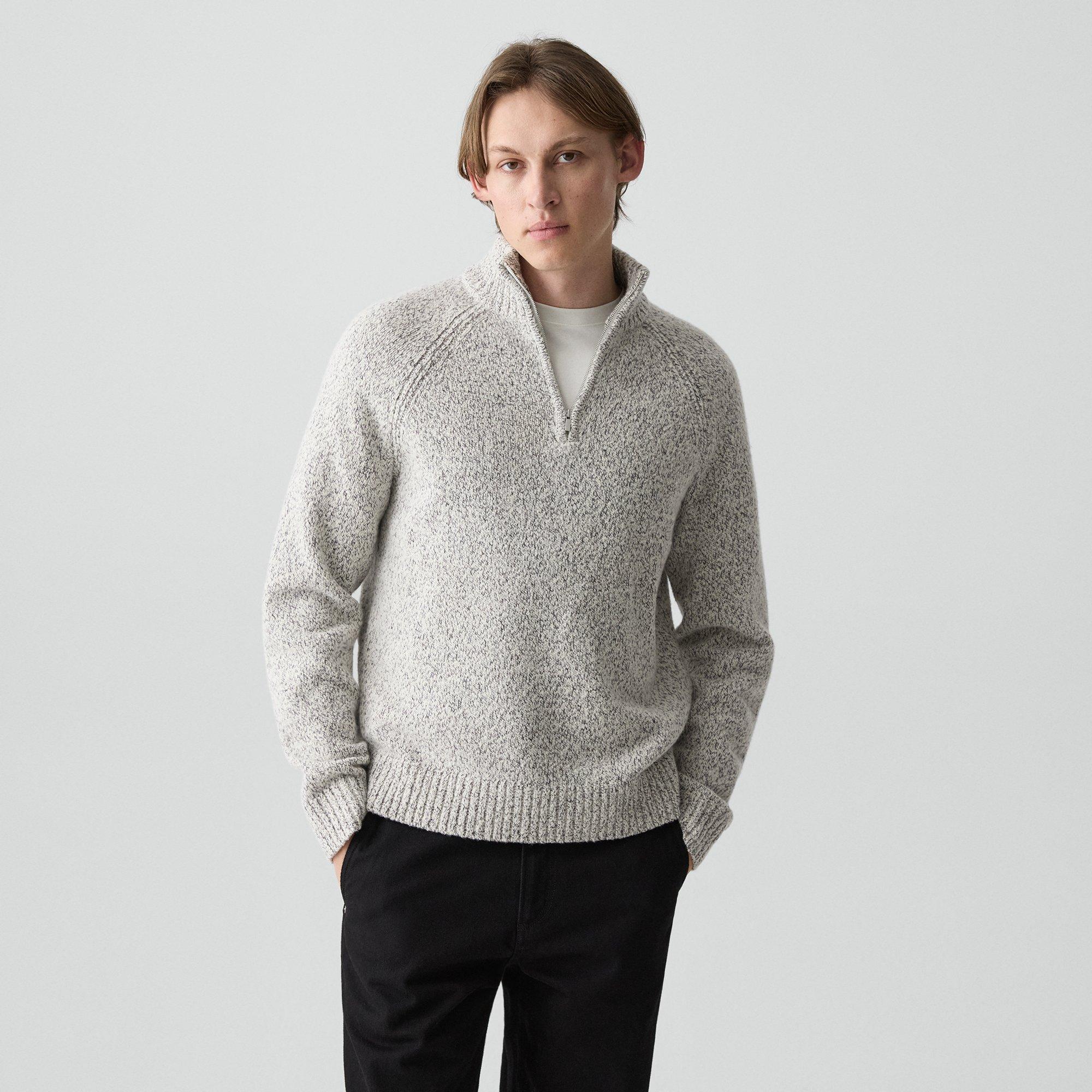 Theory Quarter-zip Sweater In Wool-blend Twist In Gray