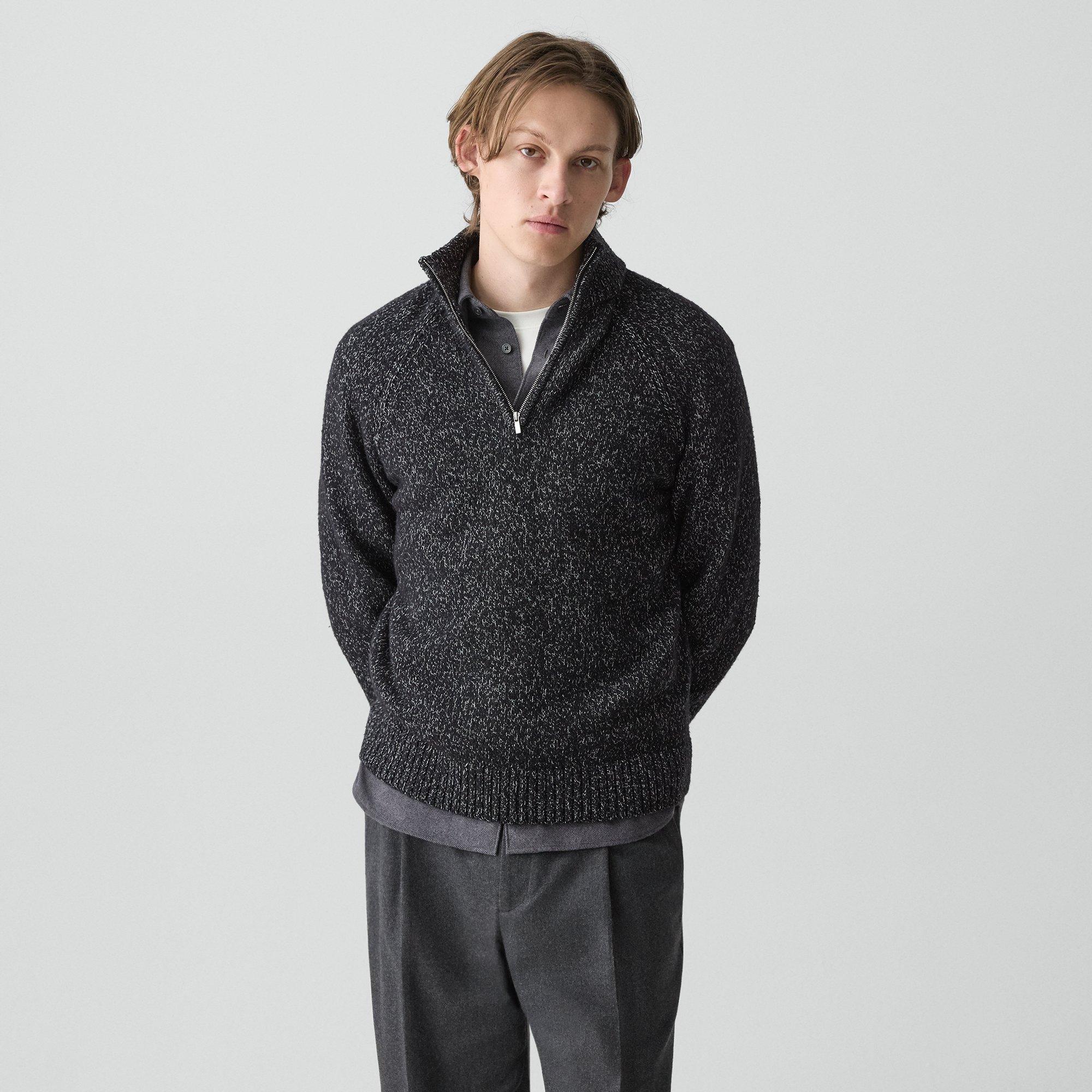 Theory Quarter-zip Sweater In Wool-blend Twist In Multi