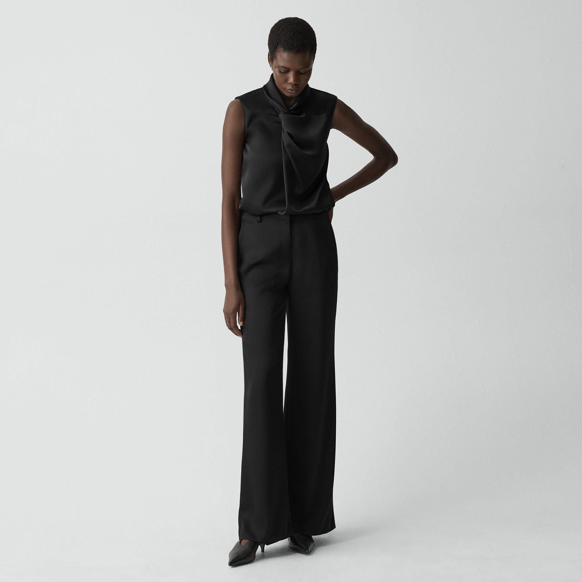 Theory Fluid Pant In Satin In Black