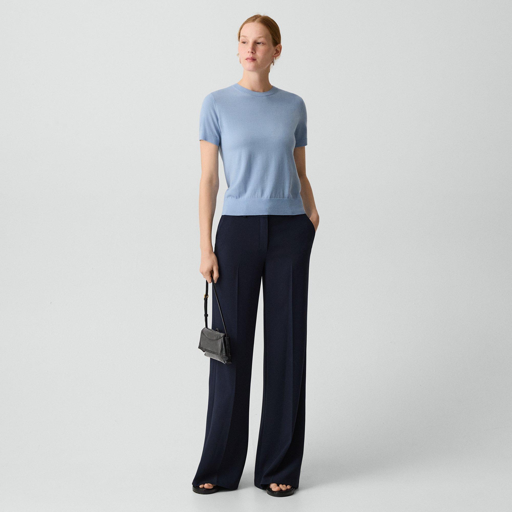 Fluid Flare Trousers in Admiral Crepe