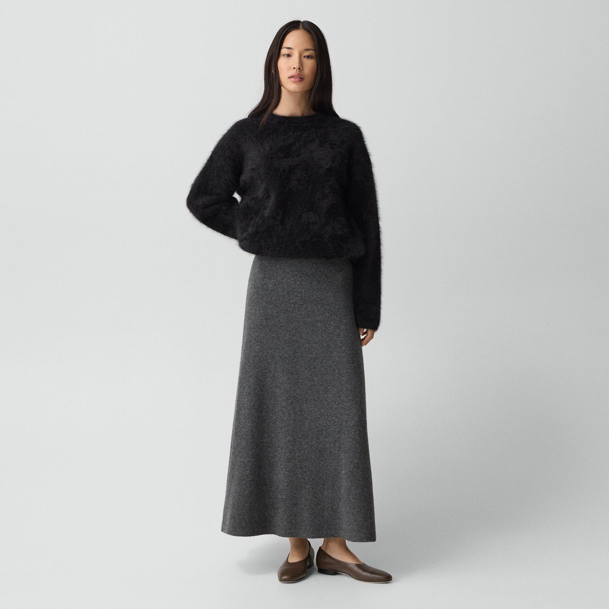Theory Knit Pull-on Skirt In Astor Wool In Gray