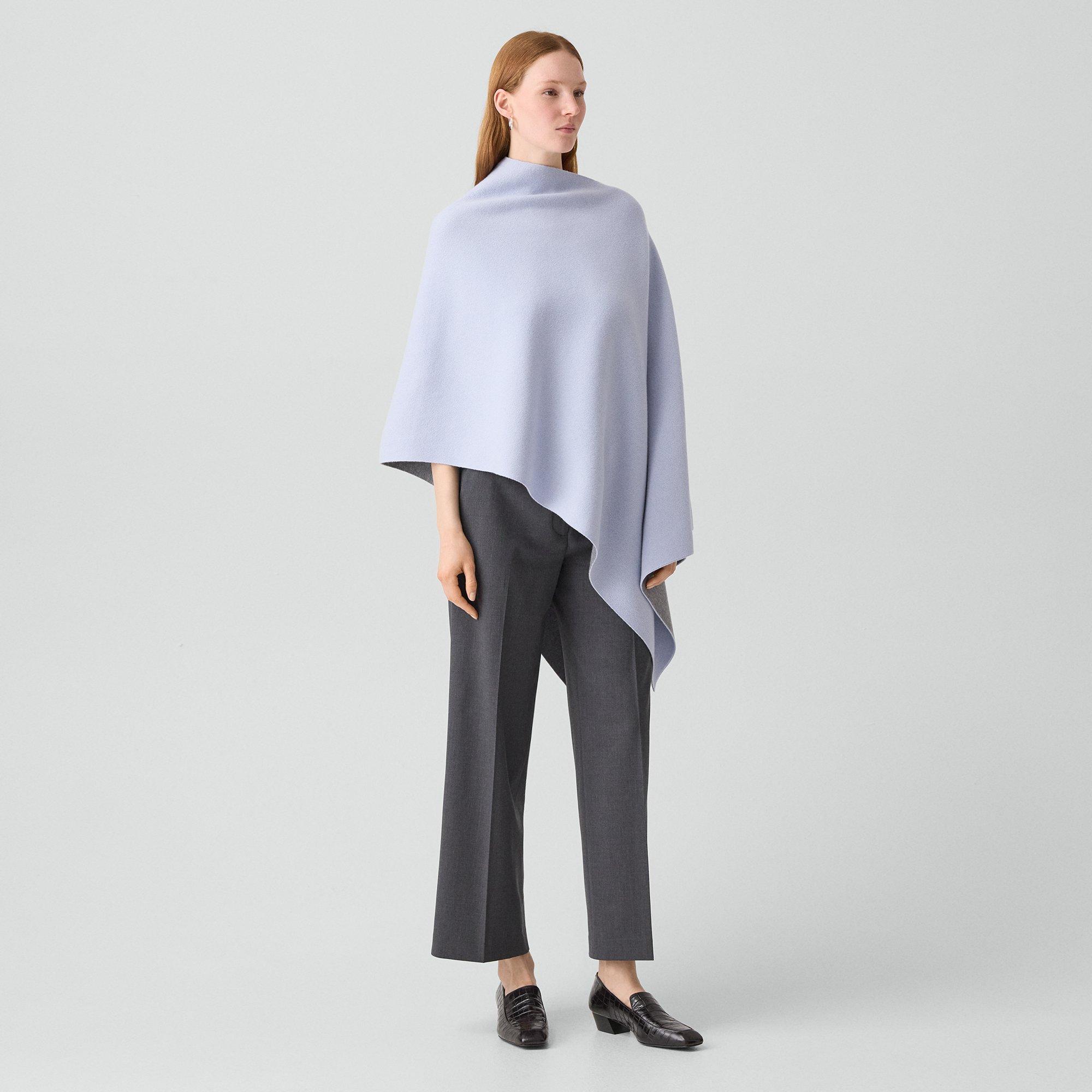 Theory Reversible Draped Poncho In Felted Wool-cashmere