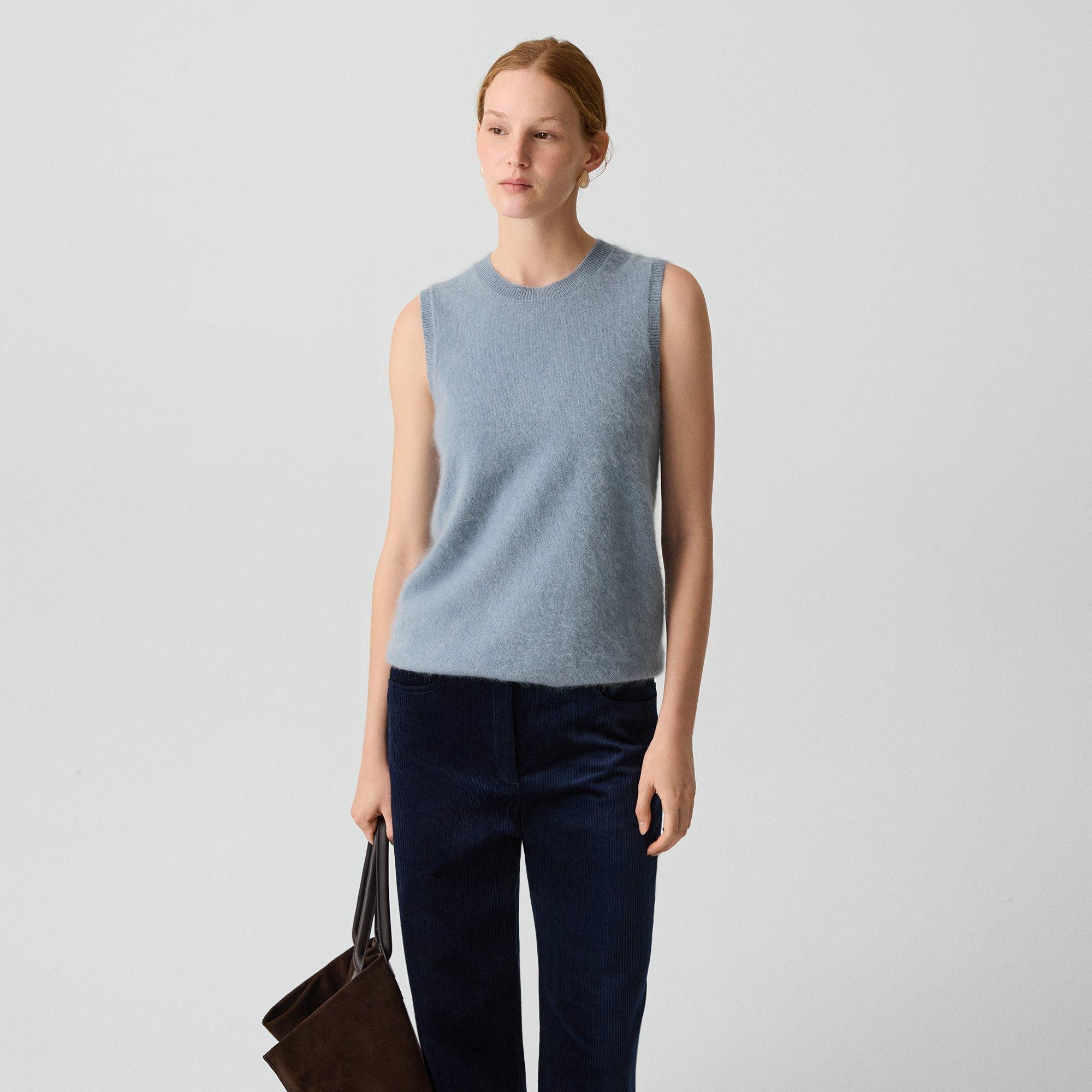 Theory Brushed Top In Airy Cashmere In Blue