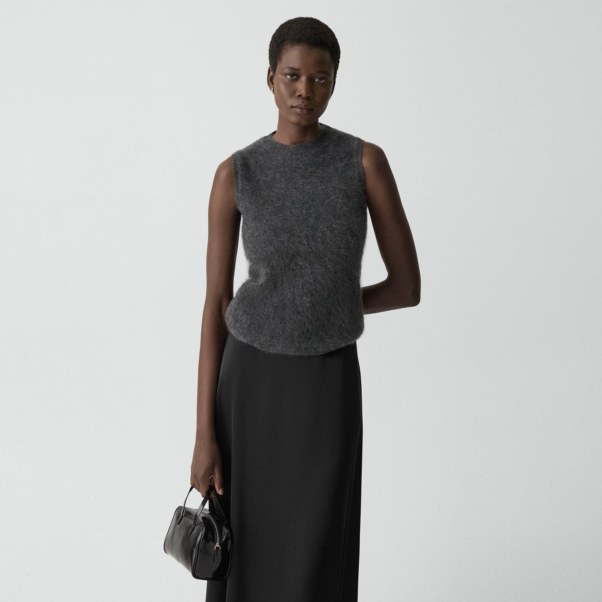Theory Brushed Top In Airy Cashmere In Gray