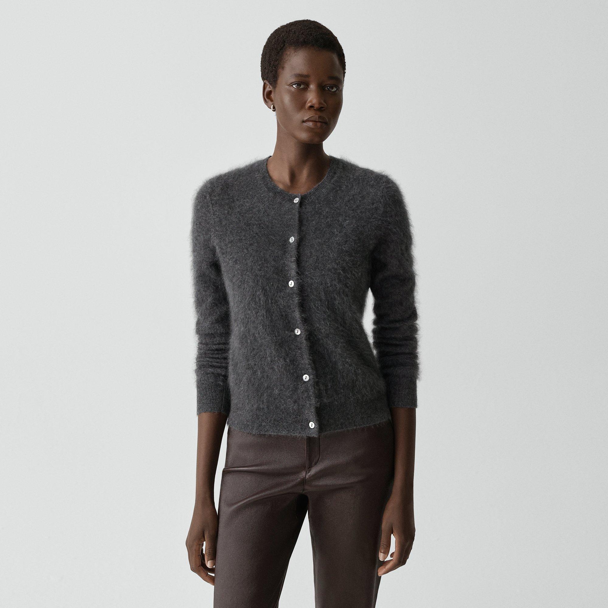 Theory Brushed Cardigan In Airy Cashmere In Multi