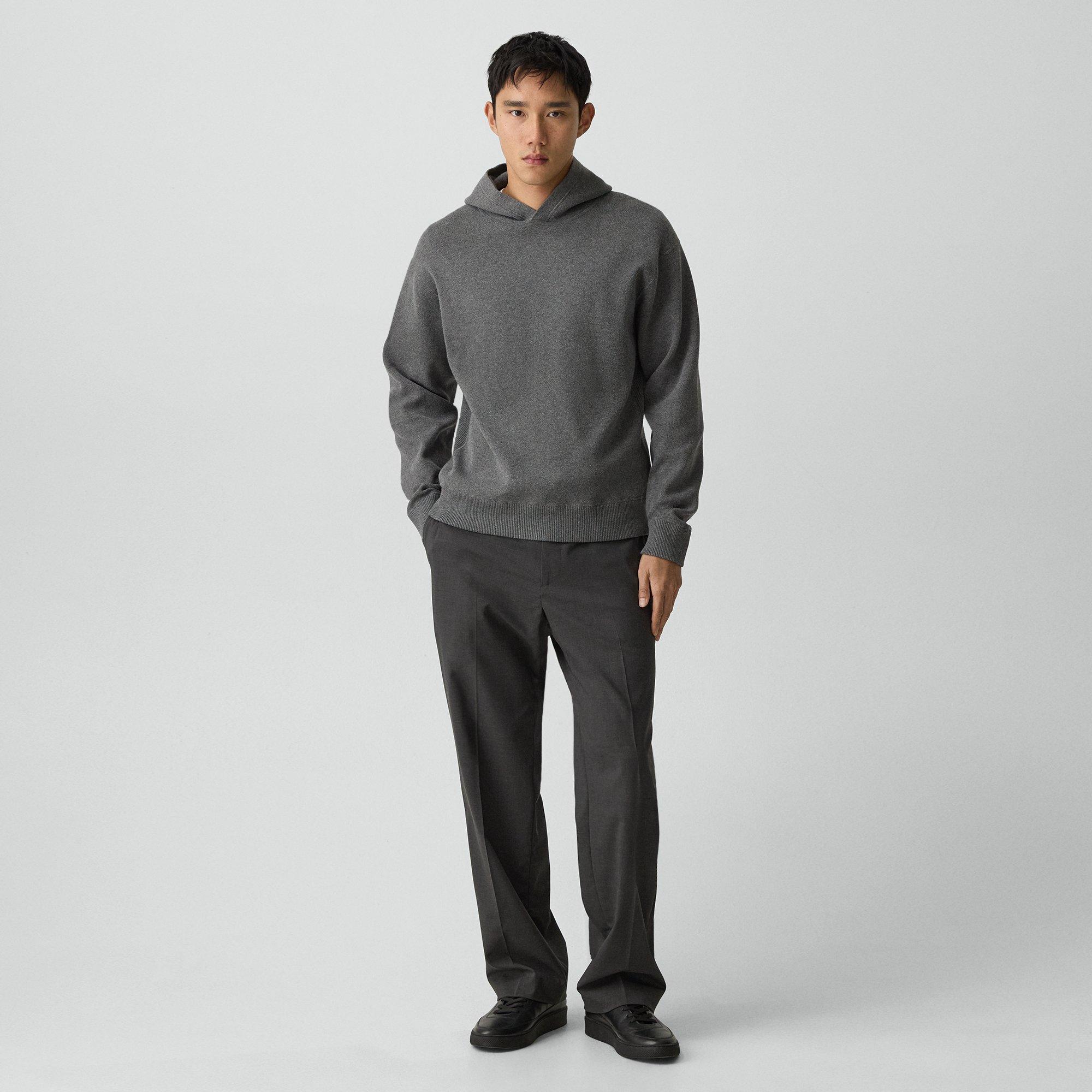 Theory Straight Drawstring Pant In Motion Wool In Gray
