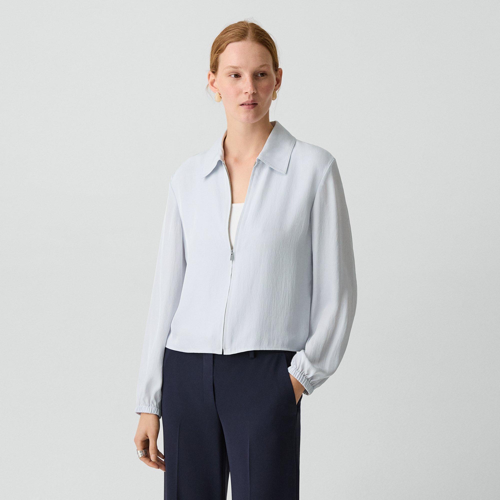 Theory Cropped Jacket In Washed Twill In Gray