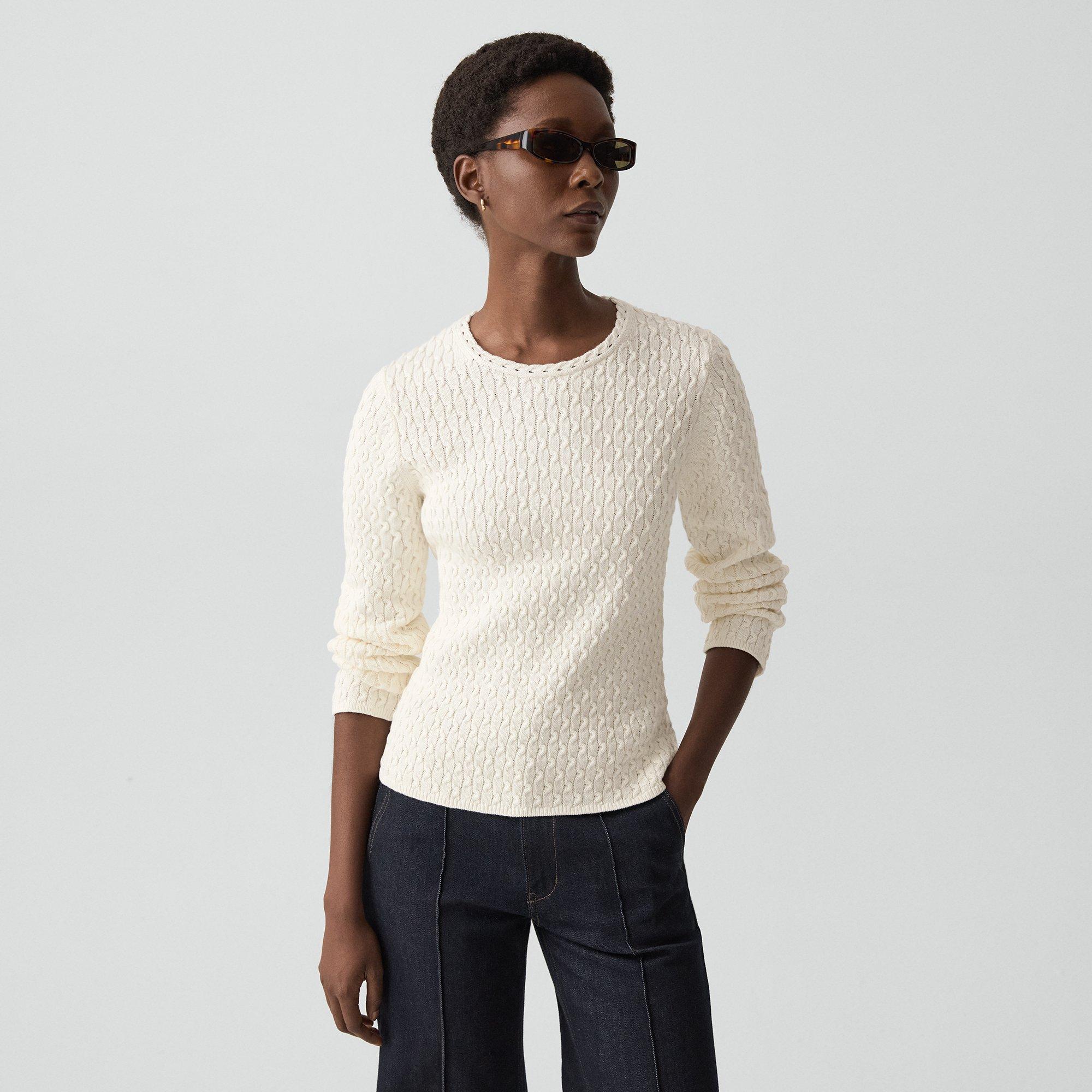 Theory Textured Sweater In Orchard Cotton In White
