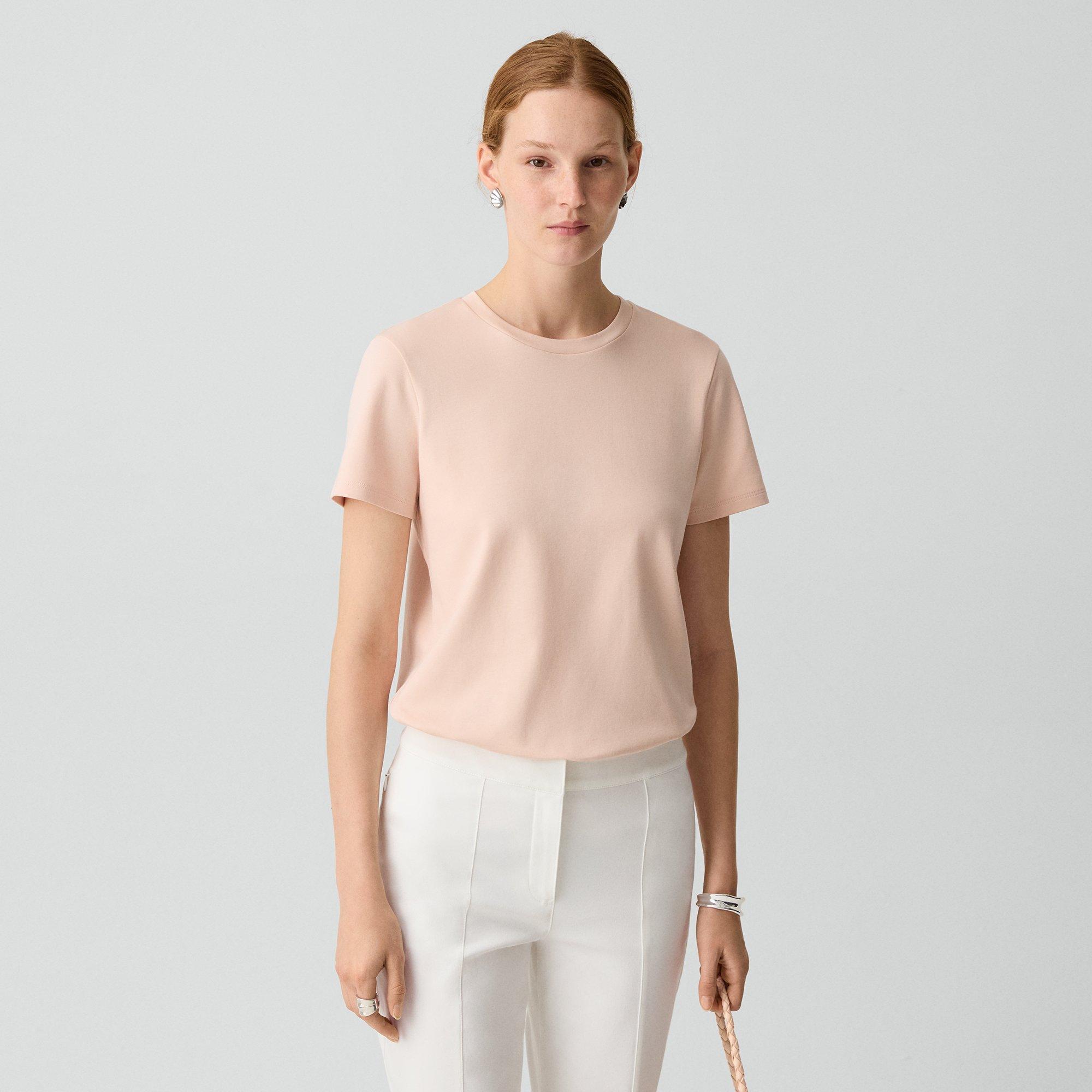 Theory Easy Tee In Cotton In Pink
