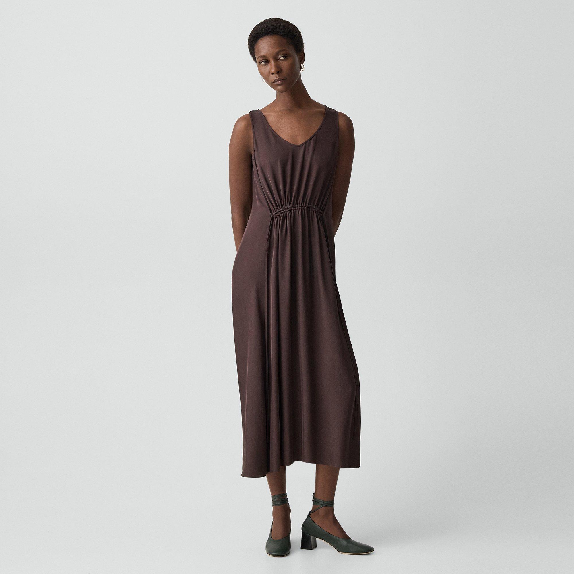 Theory Ruched Pump In Smooth Leather In Brown